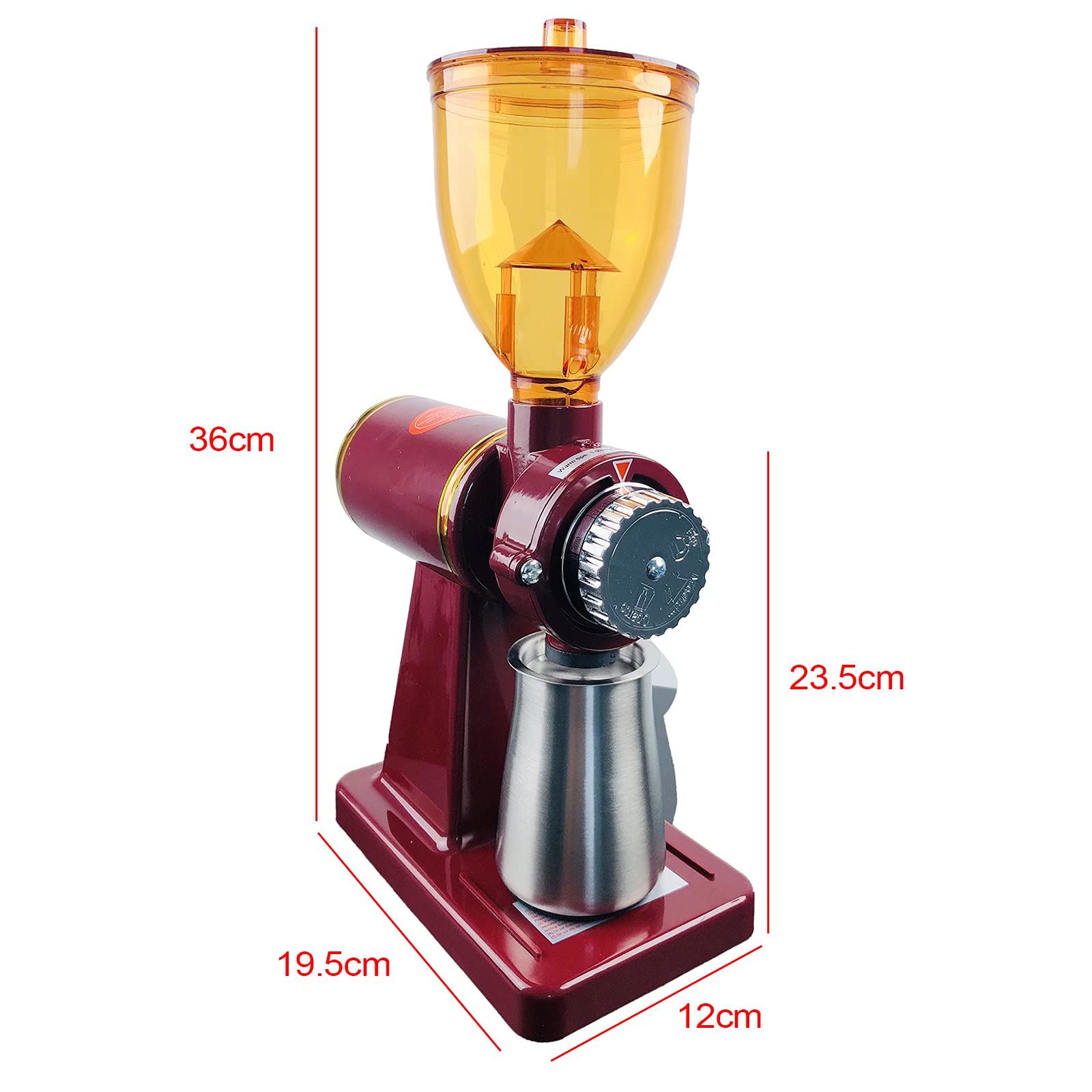 180W Electric Coffee Bean Grinder with 250g Capacity - Professional Burr Grinder for Coffee, Spices, Nuts & Seeds | Automatic Mill for Espresso, French Press & Cold Brew | Perfect for Home & Cafe Use (Red)