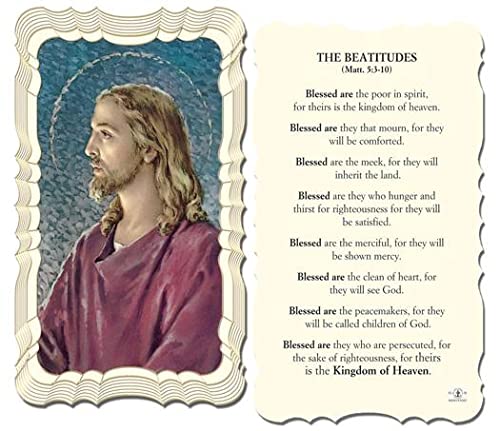 50 Pack The Beatitudes Holy Cards - Inspirational Religious Prayer Cards for Bible Study, Church Events & Christian Gifts