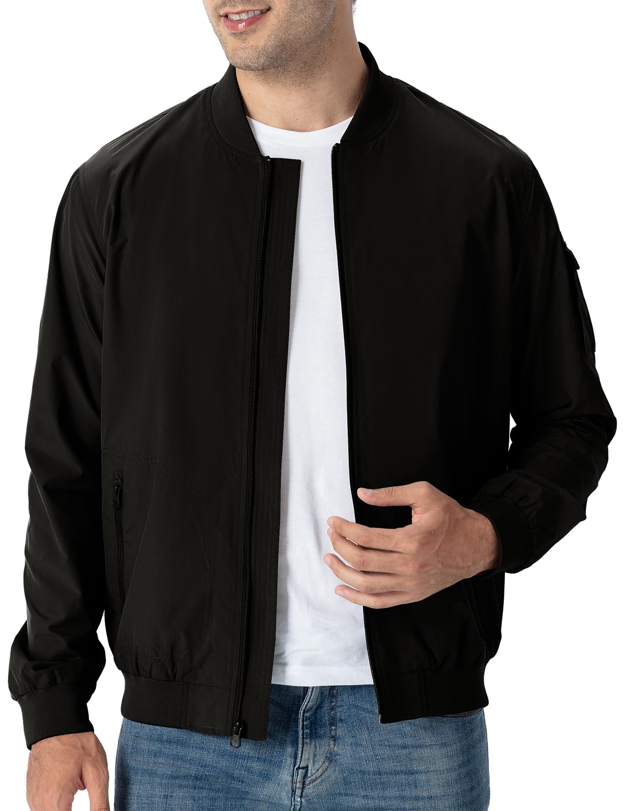 Lightweight Men's Bomber Jacket - Summer Casual Windbreaker for Golf & Outdoor Activities | Breathable Track Jacket for Men | Perfect for Travel, Sports & Daily Wear