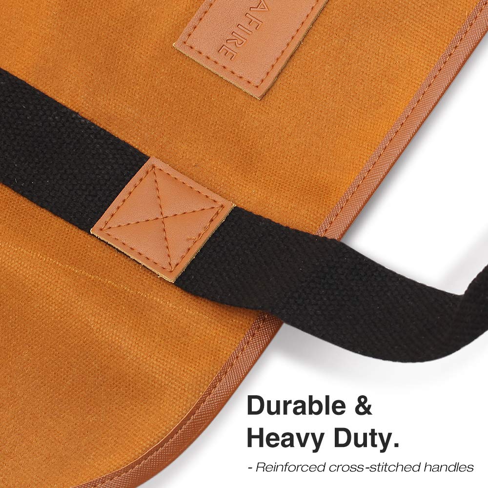 Heavy Duty 20oz Waxed Canvas Firewood Carrier - Large Capacity 21