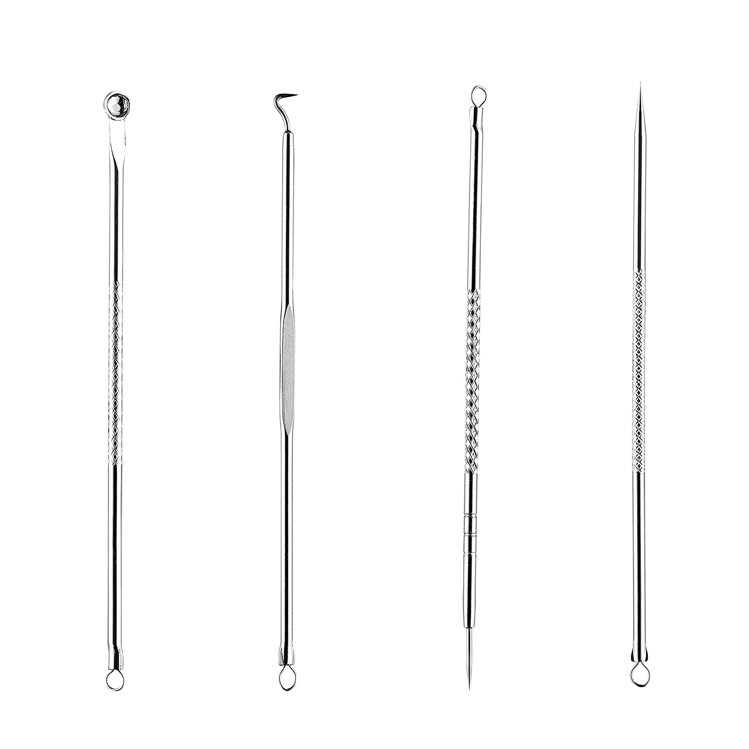 Professional Blackhead & Acne Removal Kit - 4 Pcs Stainless Steel Comedone Extractor Tools for Women & Teens - Perfect for Facial Skincare & Blemish Treatment at Home or Salon