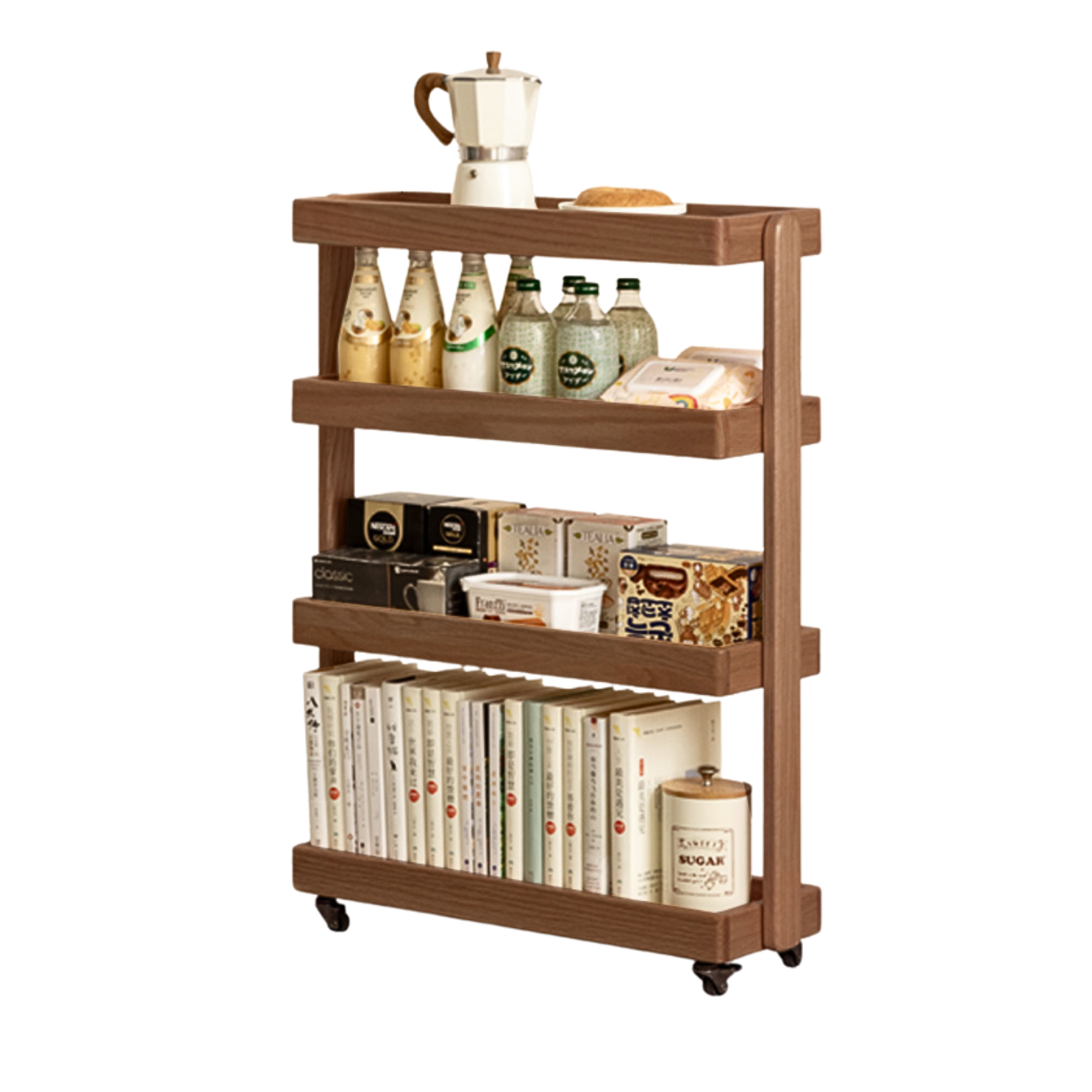 23.6x7.8x31.8 inch/ 60x20x81 cm/ Walnut color/ mobile cabinet