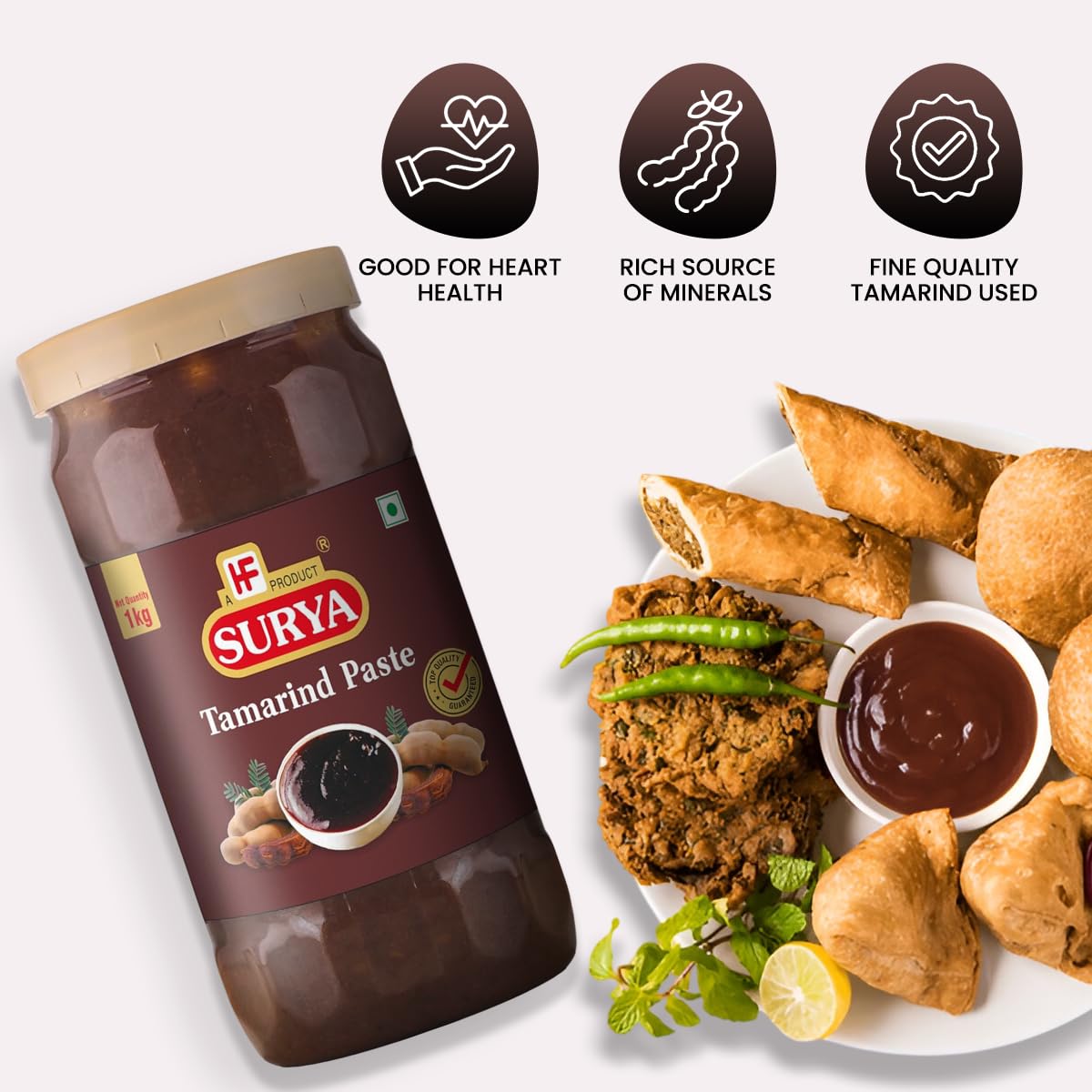SURYA 1kg Tamarind Paste (Imli) - Natural, Ready to Use Cooking Paste for Indian & Asian Cuisine - No Added Flavors or Preservatives - Perfect for Curries, Chutneys, and Beverages