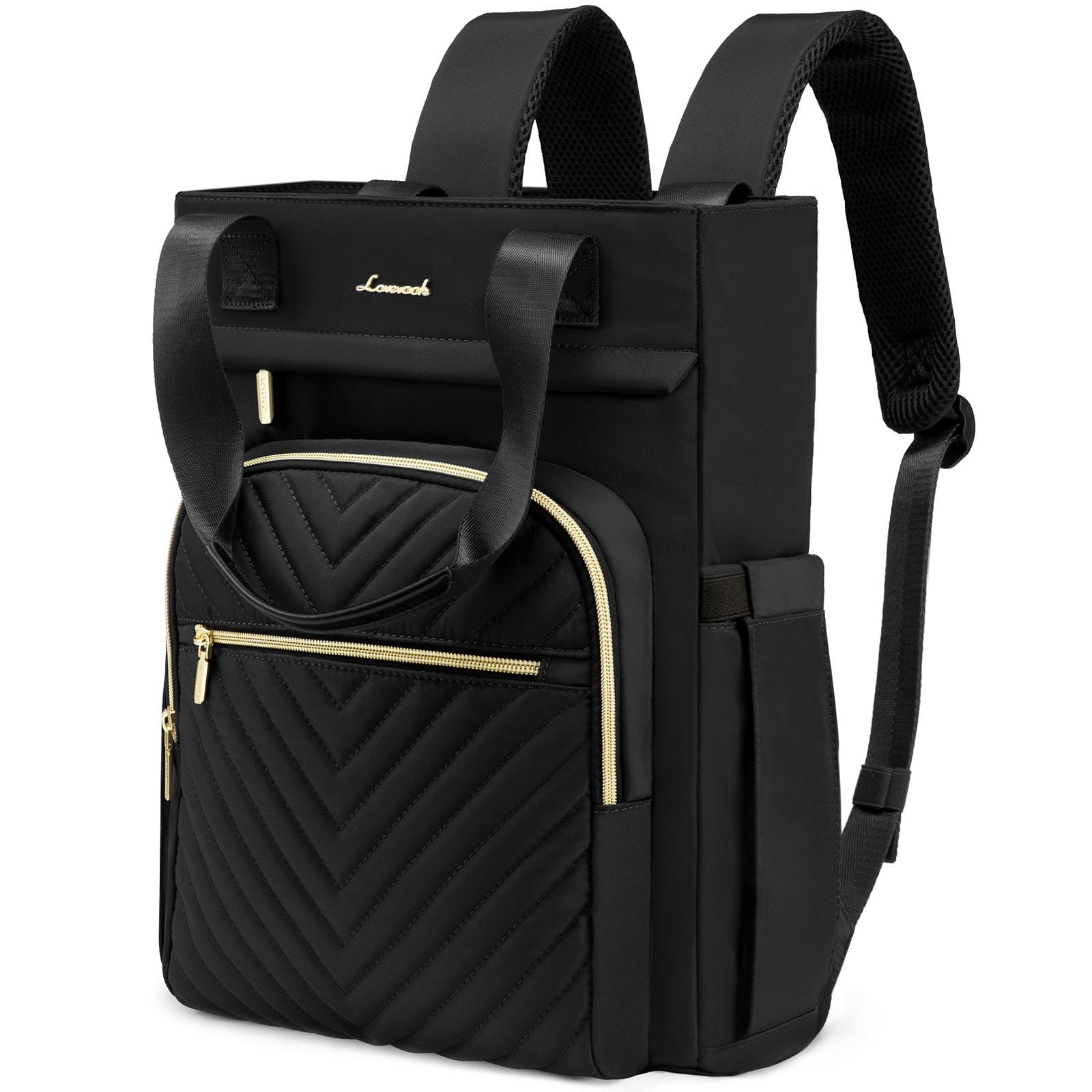 LOVEVOOK 15.6 Inch Laptop Backpack for Women - Waterproof Business Work Bag with USB Charging Port, Wide Top Opening Design for Teachers, Nurses & Professionals - Perfect for Office, School, Travel & Daily Commute - Black