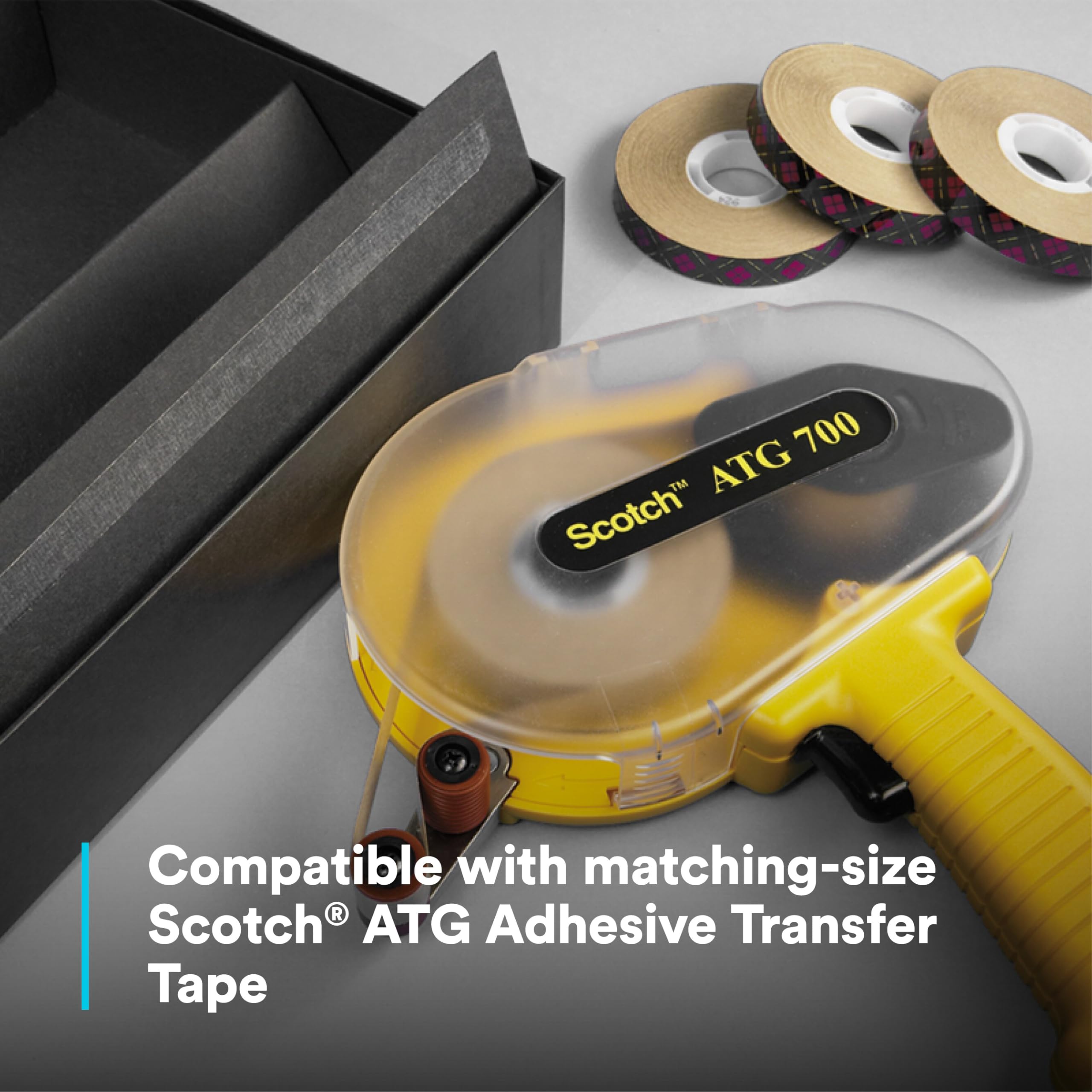 3M Scotch ATG 700 Adhesive Applicator - 1/2 inch & 3/4 inch Wide Rolls for Crafting, Scrapbooking & DIY Projects - Yellow Tape Dispenser Tool for Professional Bonding & Mounting
