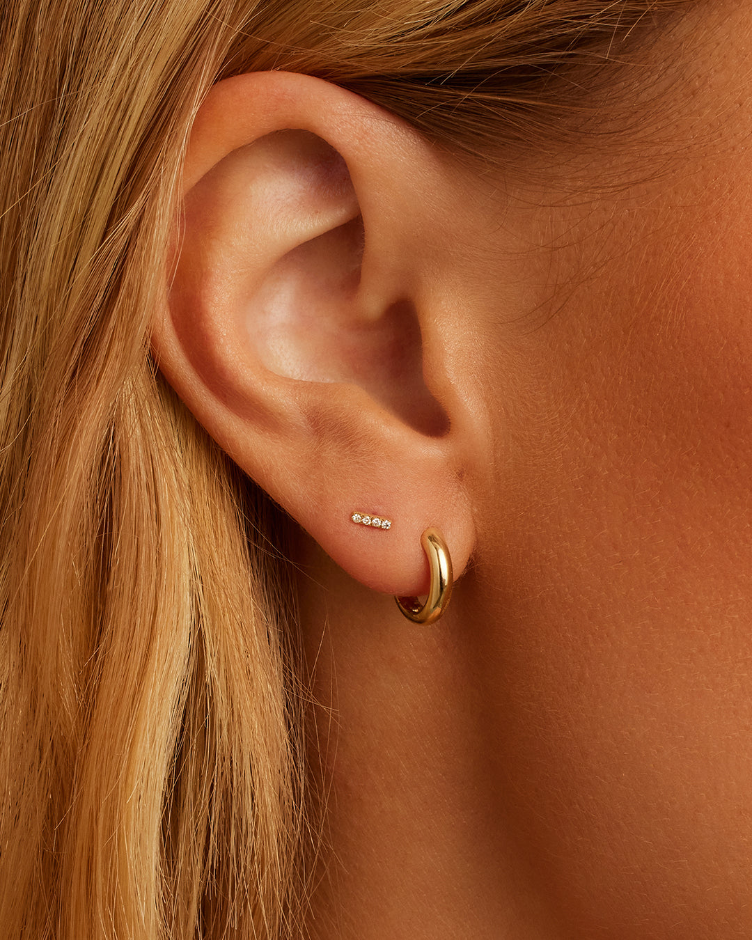 Diamond Pavé Bar Flat Back Single Stud Earrings - Elegant & Hypoallergenic Jewelry for Women | Perfect for Parties, Weddings & Everyday Wear