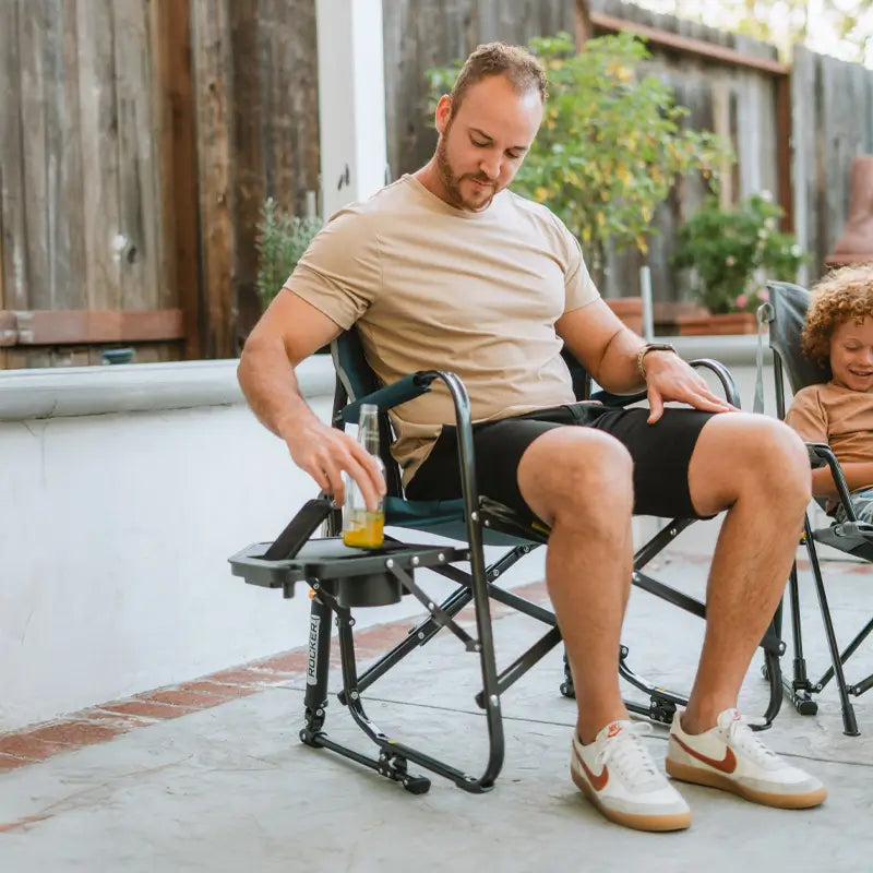 Freestyle Rocker™ with Side Table - Comfortable Rocking Chair for Living Room, Nursery & Outdoor Relaxation - Perfect for Nursing, Reading & Lounging