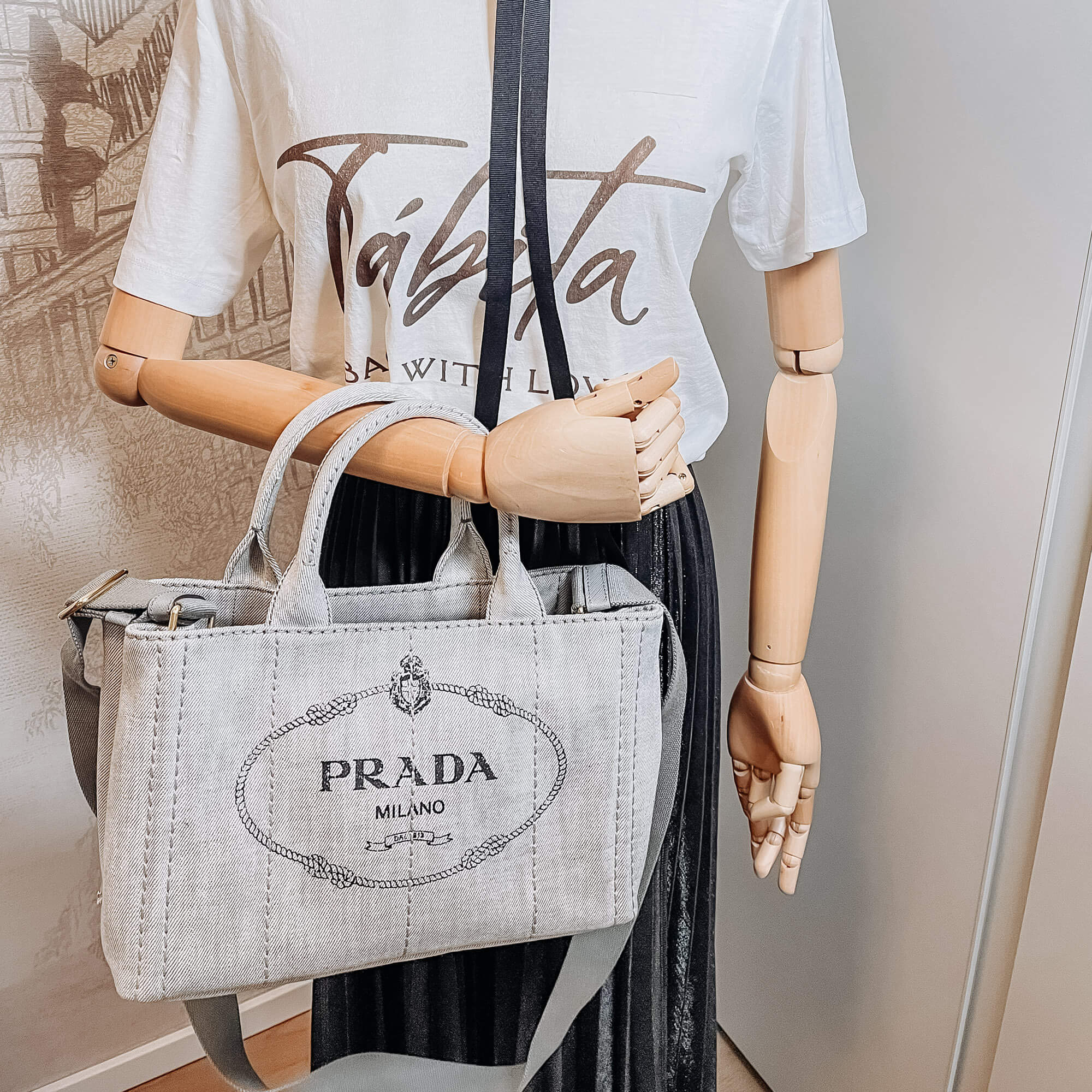 2-Way Denim Canvas Tote Bag for Women - Stylish Grey Crossbody & Shoulder Bag - Perfect for Work, Travel & Shopping