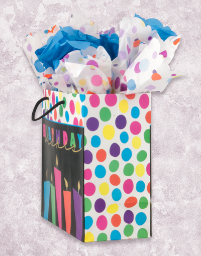 Bubble Wishes Medium Square Gift Bags - Perfect for Birthday Parties, Baby Showers & Wedding Favors