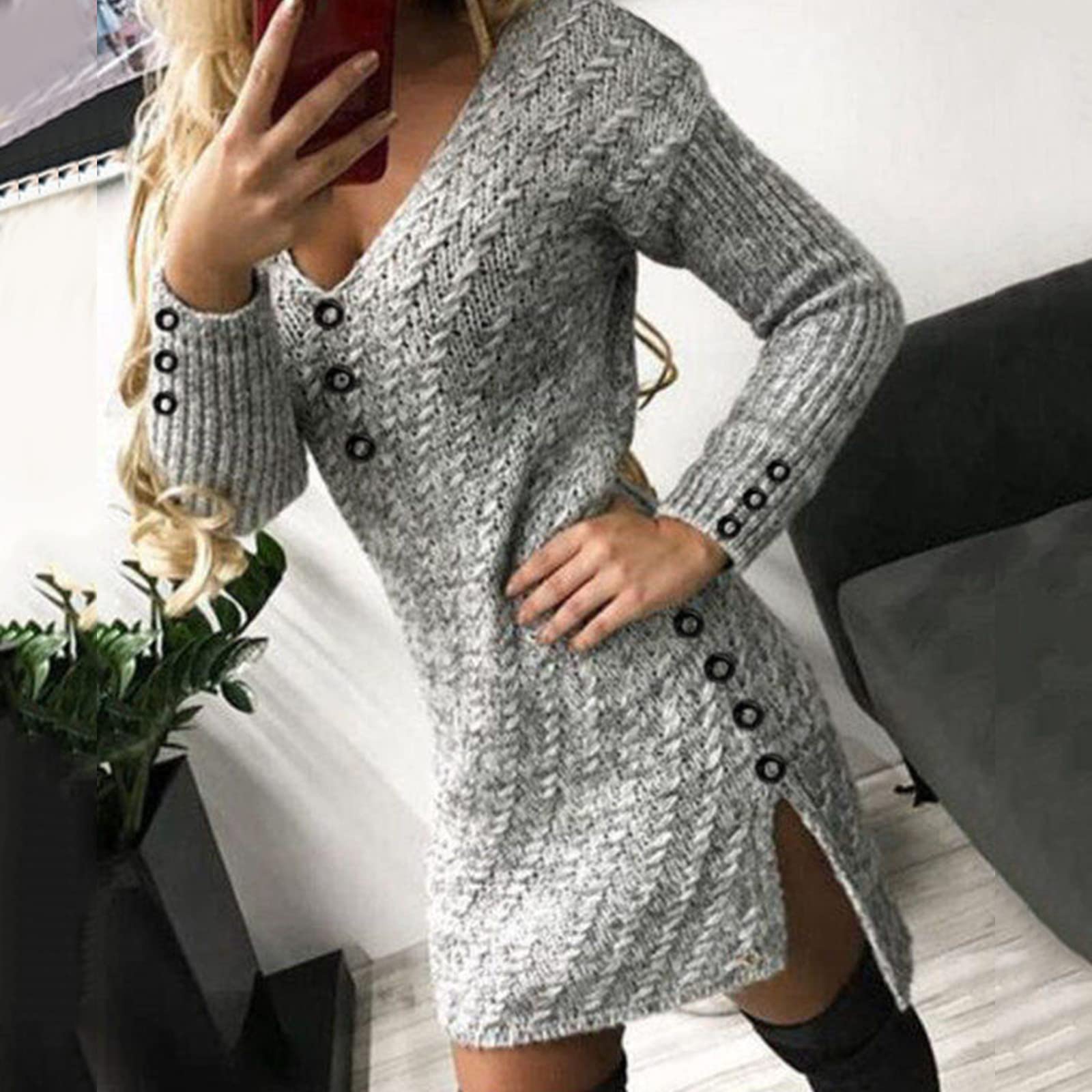Women's Long Sleeve Knit Sweater Dress - Sexy Turtleneck Mini Dress for Work & Casual Wear | Summer Office Outfit, Date Night, Party Dress