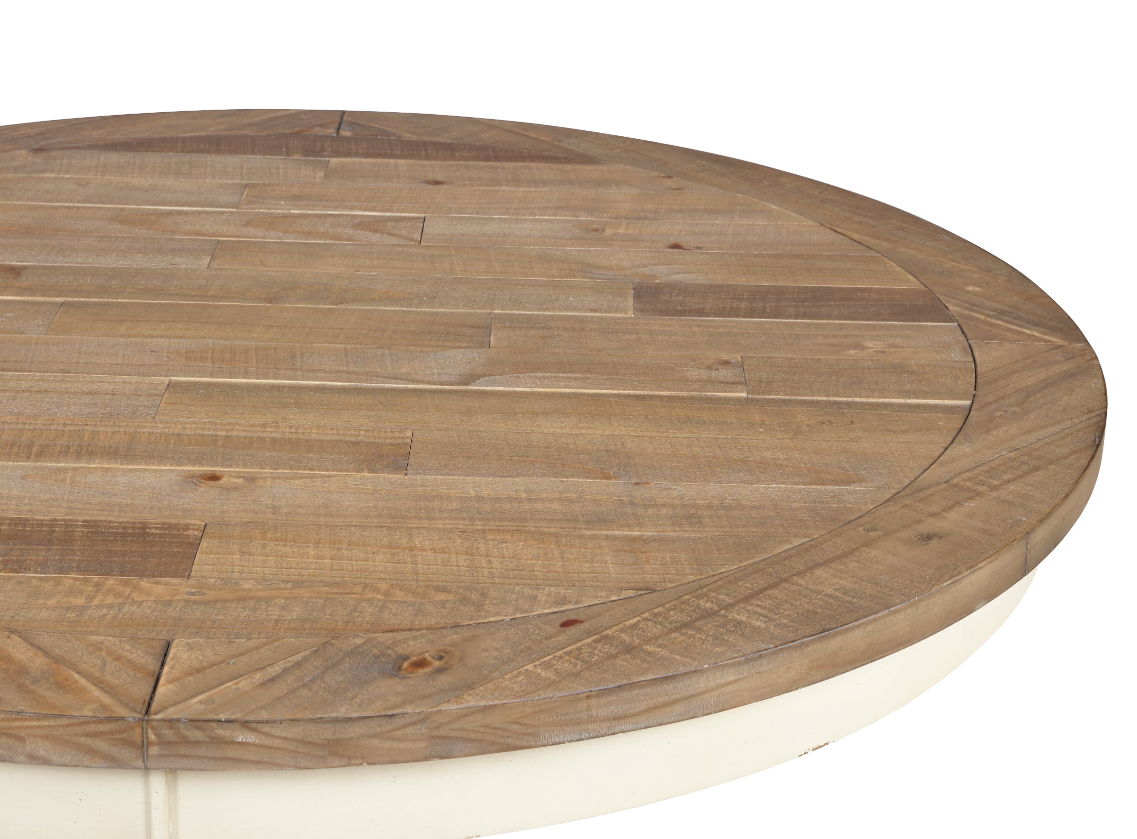 Antique White & Distressed Oak Two-Tone Round Wood Dining Table - Rustic Farmhouse Style for Kitchen, Dining Room & Small Space Decor