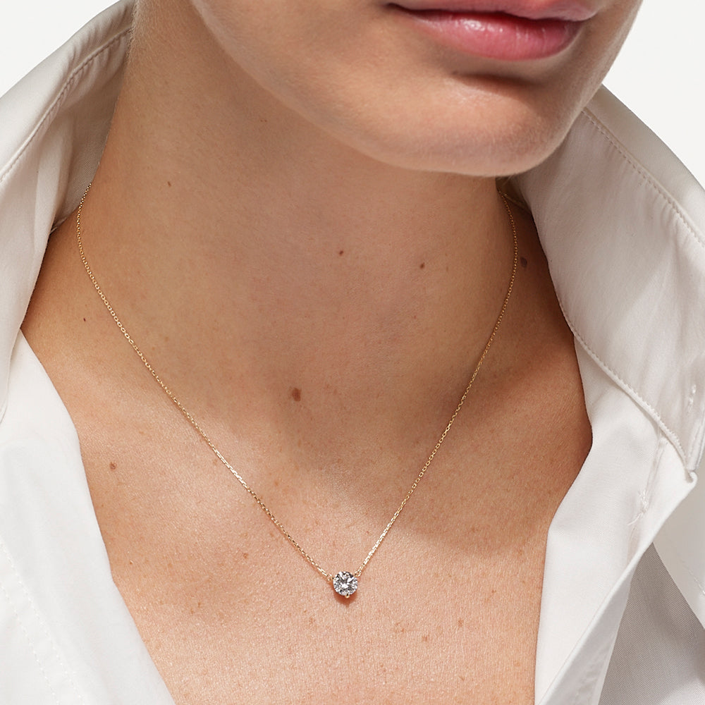0.75ct Lab Grown Diamond Round Pendant Necklace in 10k Gold - Perfect for Weddings, Anniversaries & Special Occasions