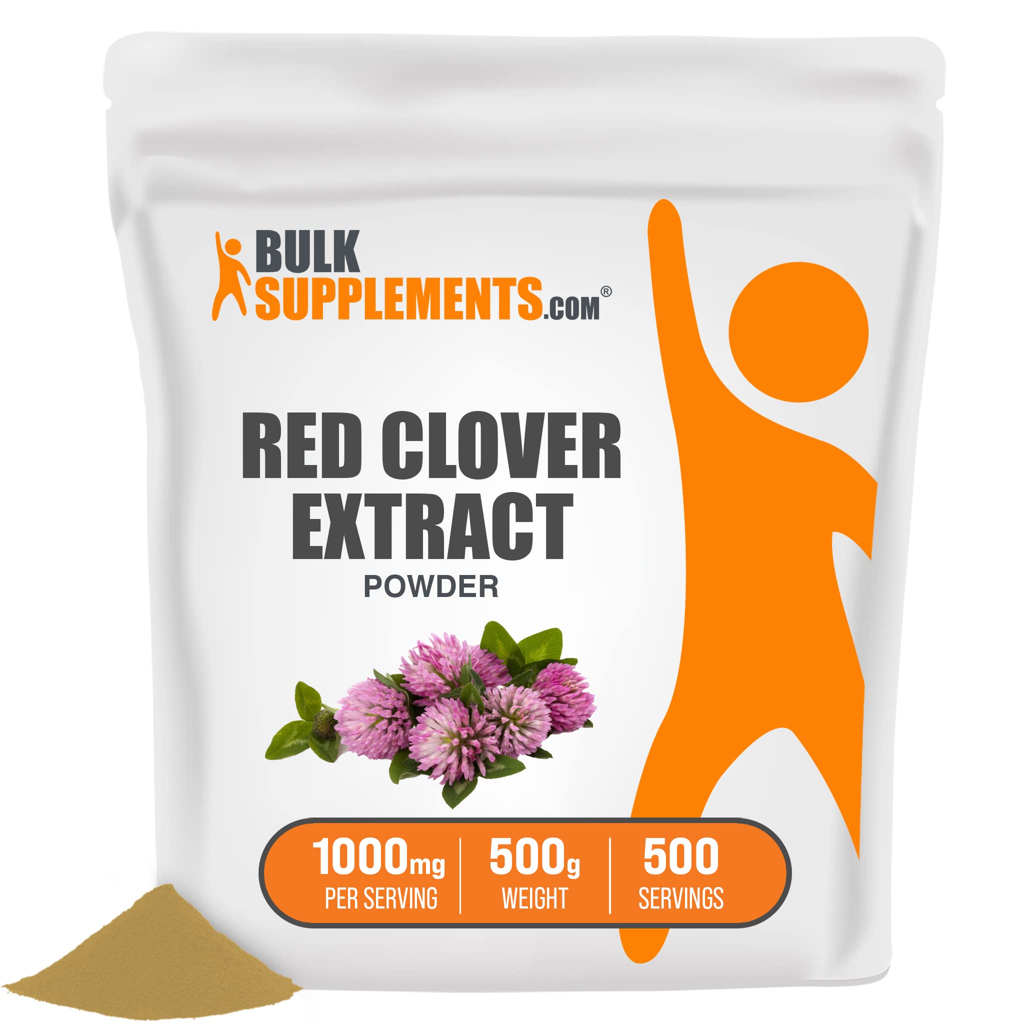 Premium Red Clover Extract Powder - 500g (1.1 lb) Organic Antioxidant Supplement for Hair Growth, Bone Health & Skin Care - BulkSupplements.com | Supports Detox & Hormonal Balance