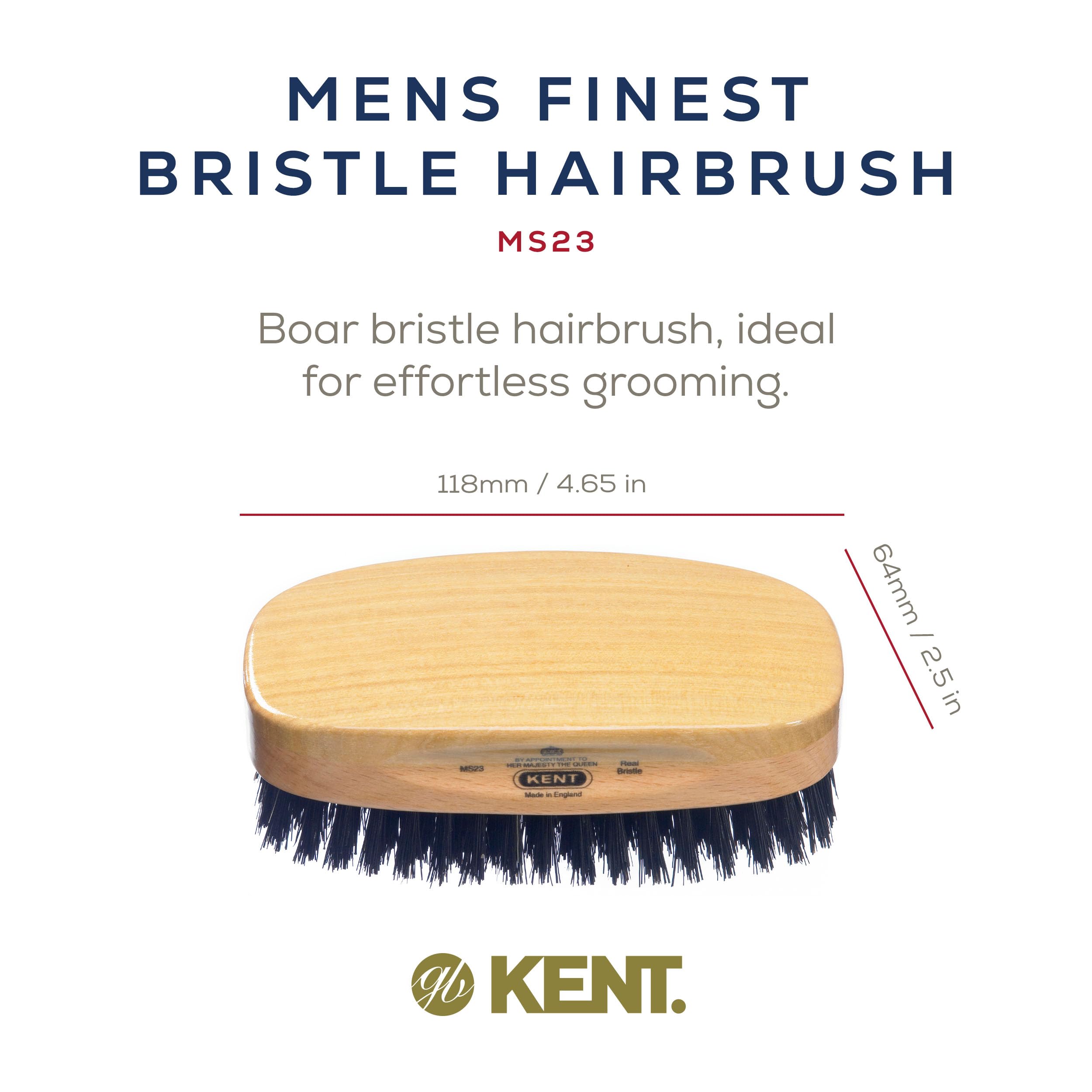 Kent Military Satinwood/Beechwood Hair Brush with Pure Black Bristles - Men's 360 Wave Brush & Hair Care Kit for Smooth Waves & Healthy Scalp | Perfect for Styling, Grooming & Daily Hair Maintenance