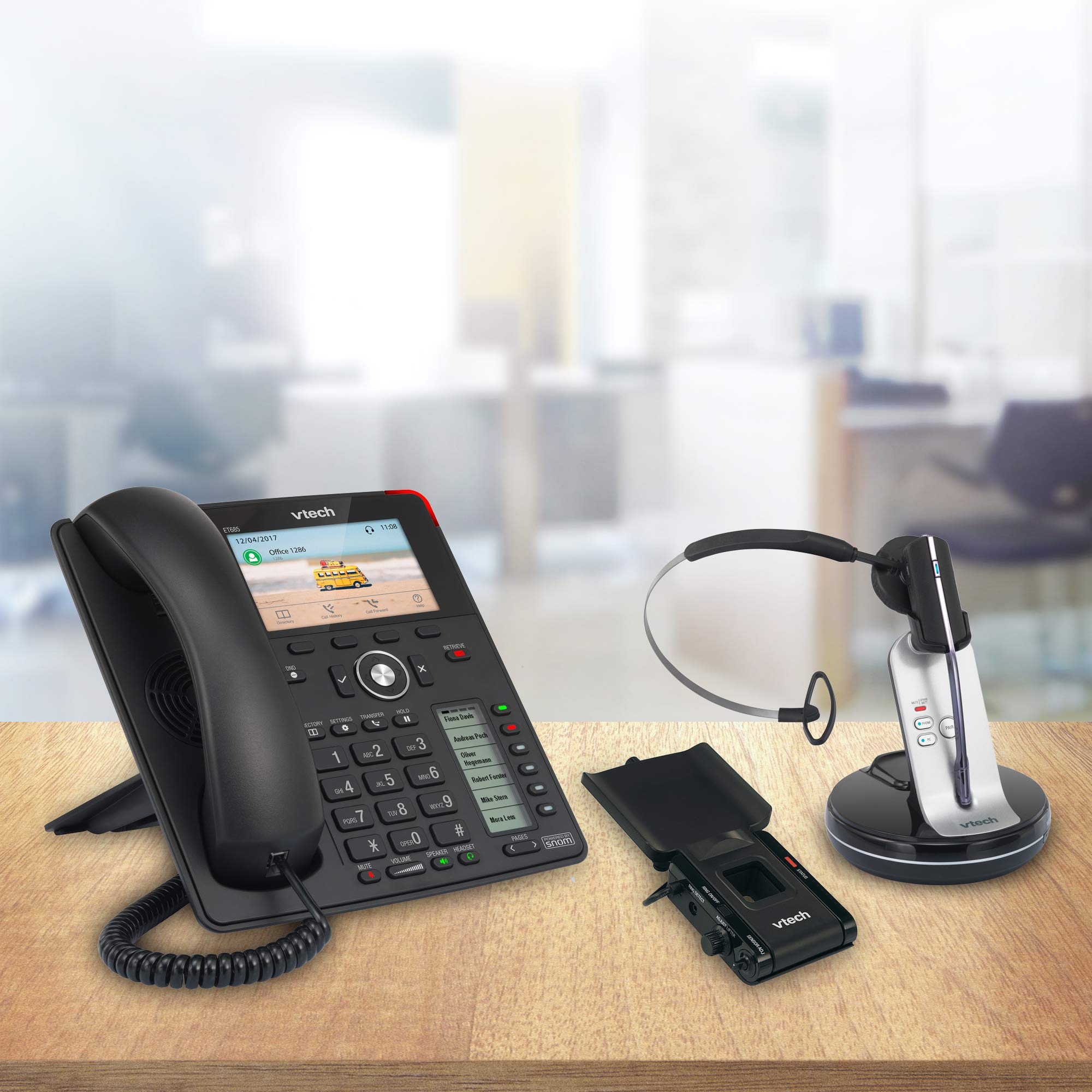 VTech VH6211 DECT 6.0 Wireless Headset - Convertible Softphone & Desk Phone Headset with Lifter for Office Professionals | Compatible with Business Phones | Perfect for Call Centers, Remote Work & Customer Service