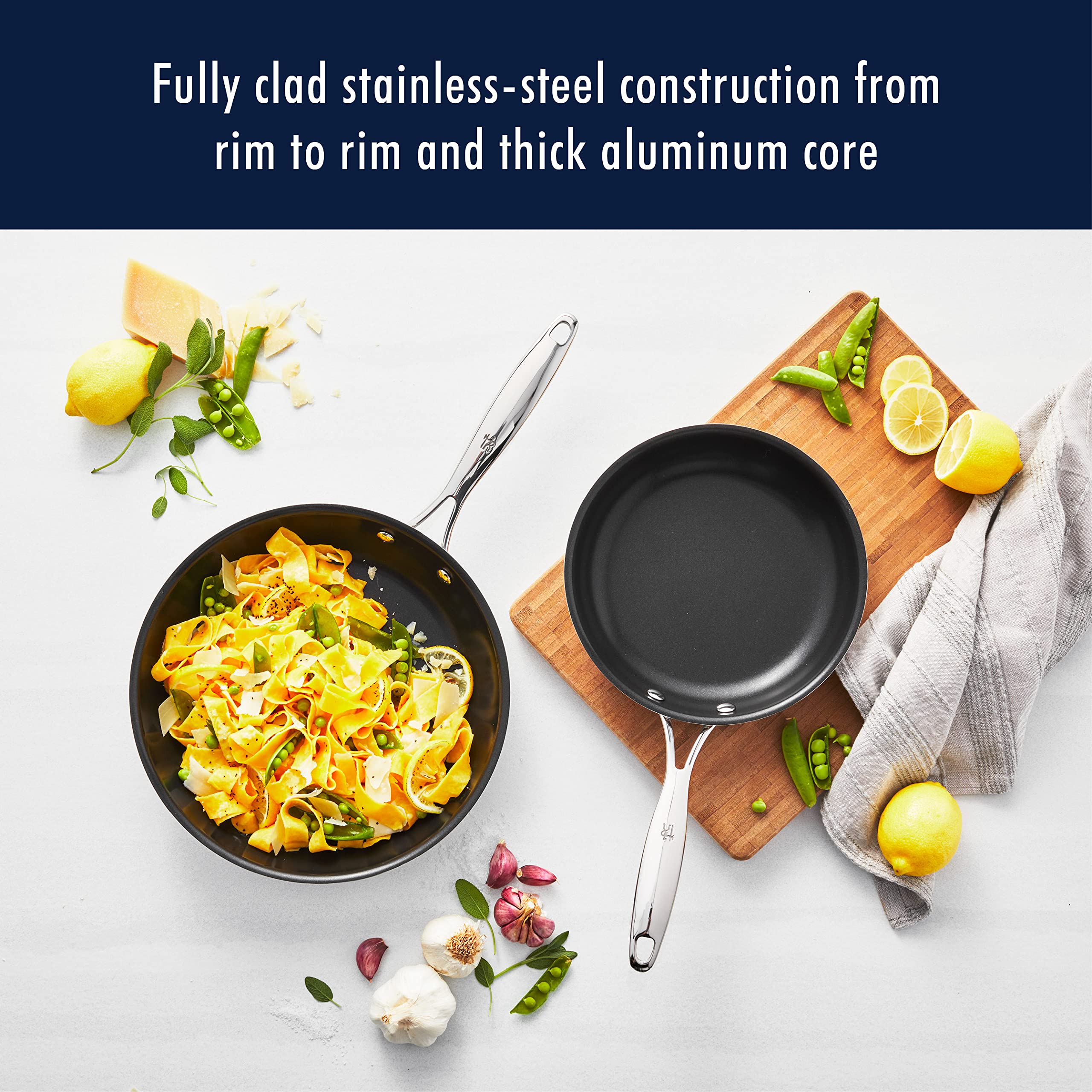 HENCKELS Clad Impulse 2-Piece Nonstick Cookware Set - Stainless Steel Frying Pans with 3-Ply Clad Construction, Mirror Finish, Dishwasher & Oven Safe, Induction Compatible, PFOA-Free Nonstick Coating - Perfect for Sautéing, Frying & Baking at Home