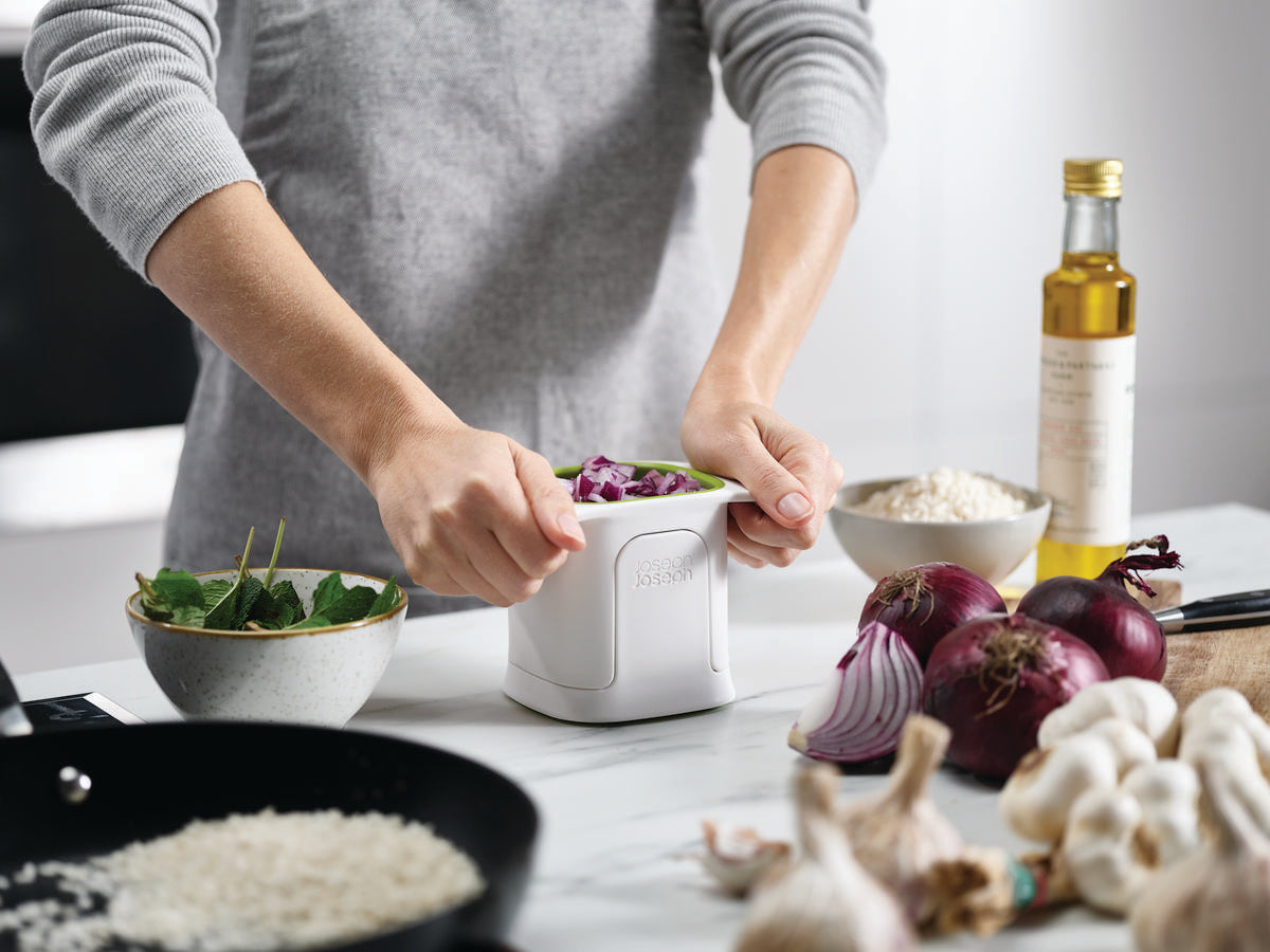Premium White Vegetable Chopper - ChopCup™ Multi-Functional Kitchen Tool for Dicing, Slicing & Mincing - Perfect for Salads, Stir-Fries & Meal Prep