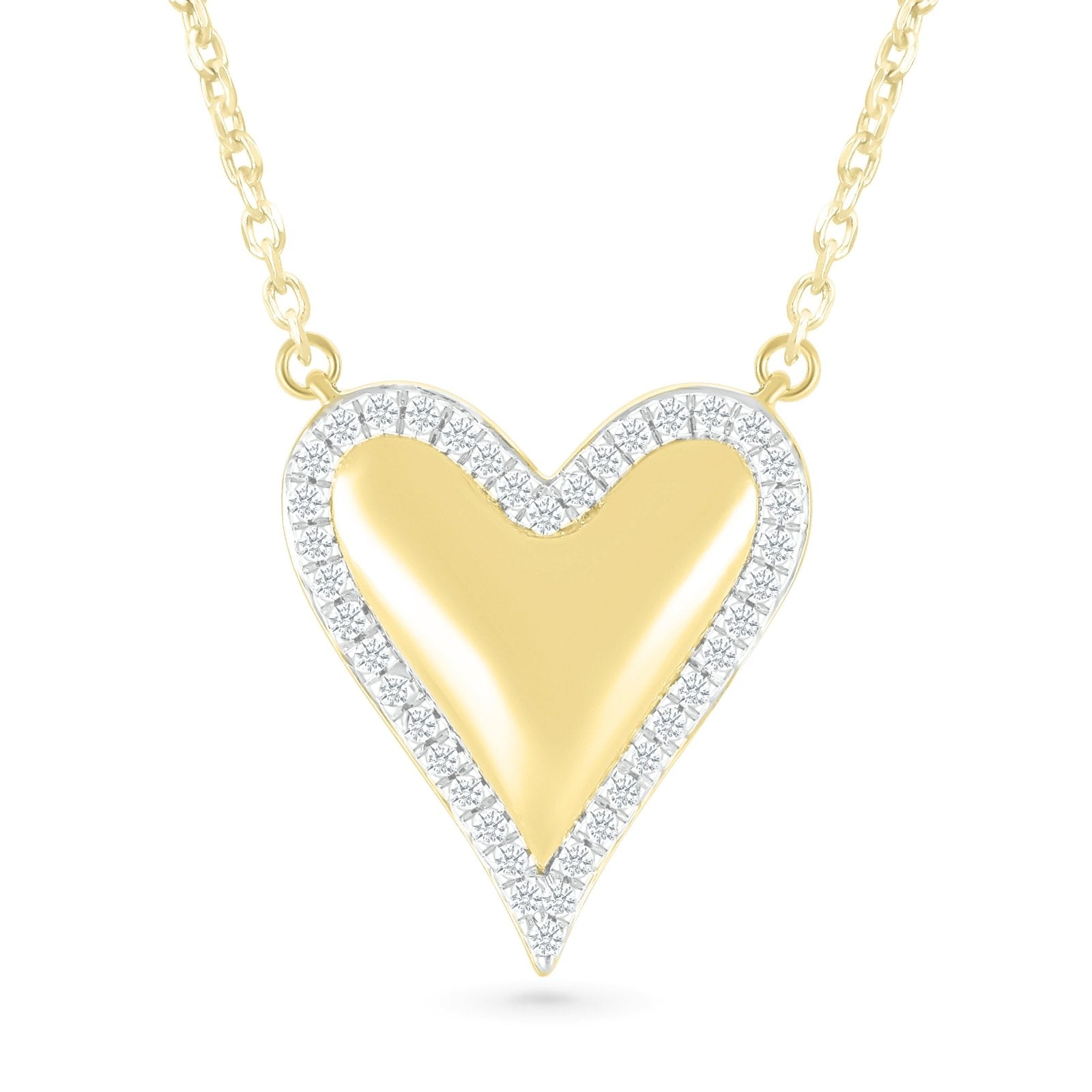10k Yellow Gold Diamond Halo Heart Necklace - Elegant Valentine's Gift for Her, Anniversary Jewelry, Romantic Proposal Present - Perfect for Weddings, Date Nights & Special Occasions