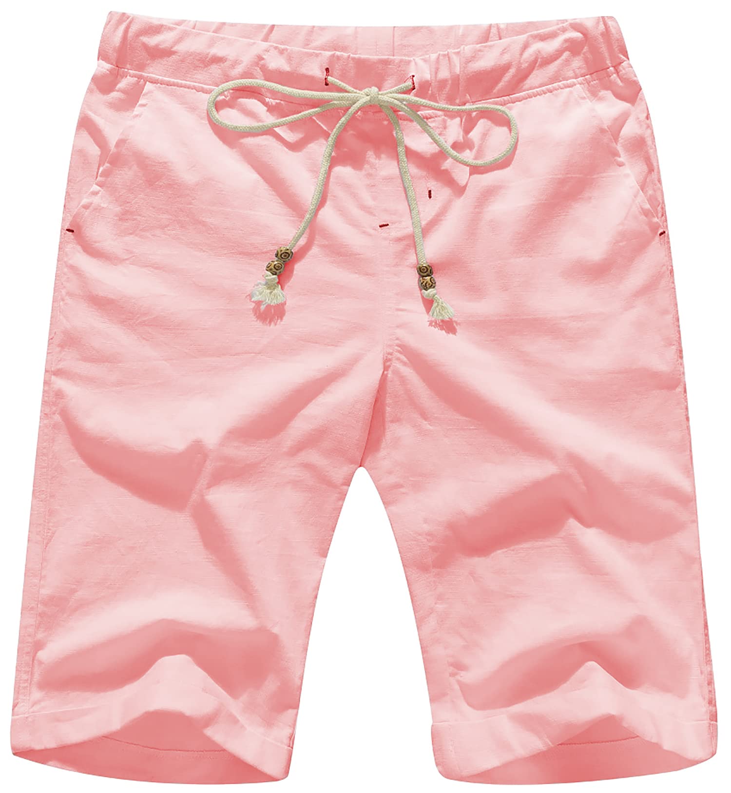 Janmid Men's Linen Shorts - Casual Drawstring Summer Beach Shorts with Floral Pattern | Lightweight & Breathable for Outdoor Activities, Travel & Vacation