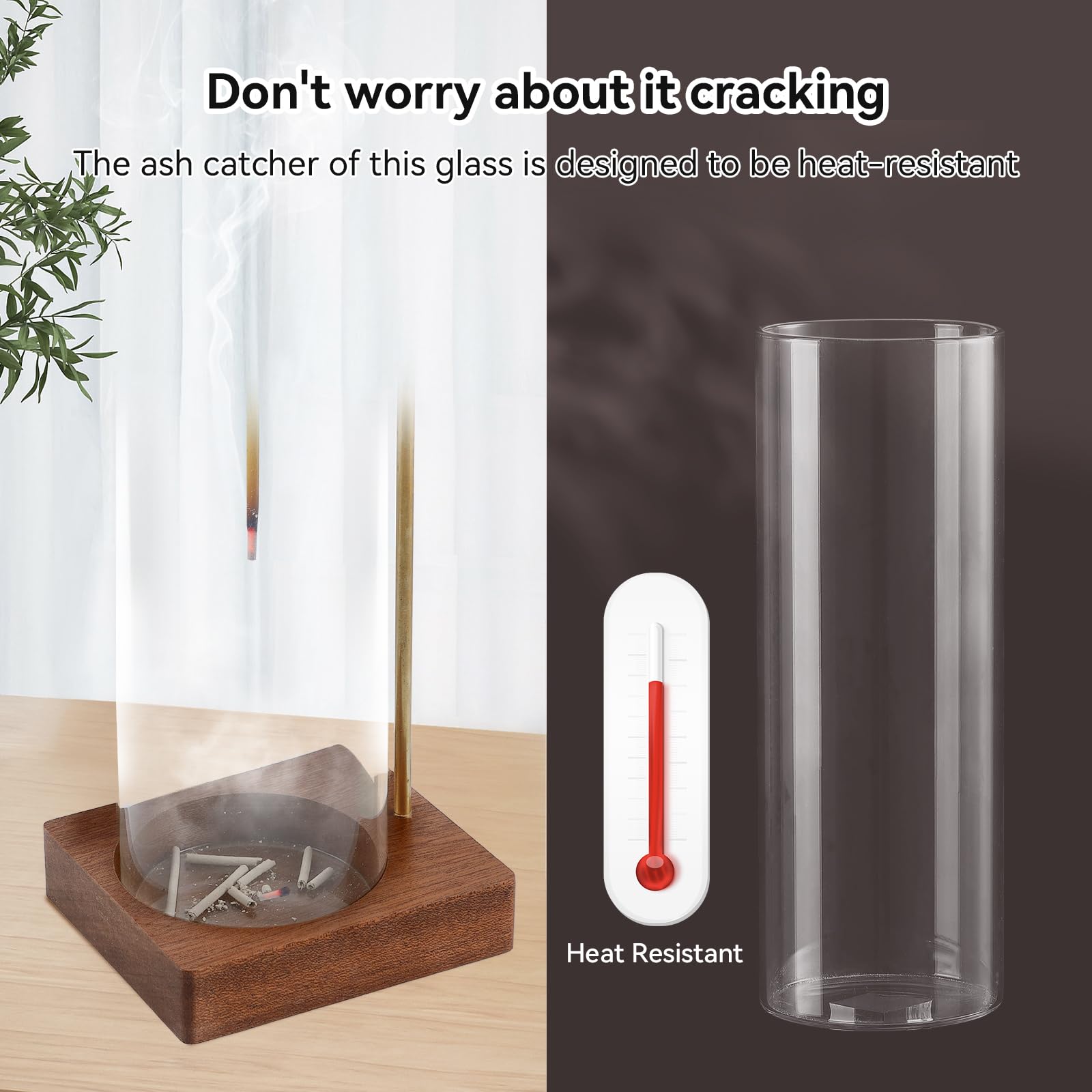 1 Pack Incense Holder for Sticks - Removable Glass Ash Catcher with Anti-Ash Flying Design, Mess-Free Incense Burner for Meditation, Yoga & Relaxation - Perfect Home Decor for Bedroom, Living Room & Office