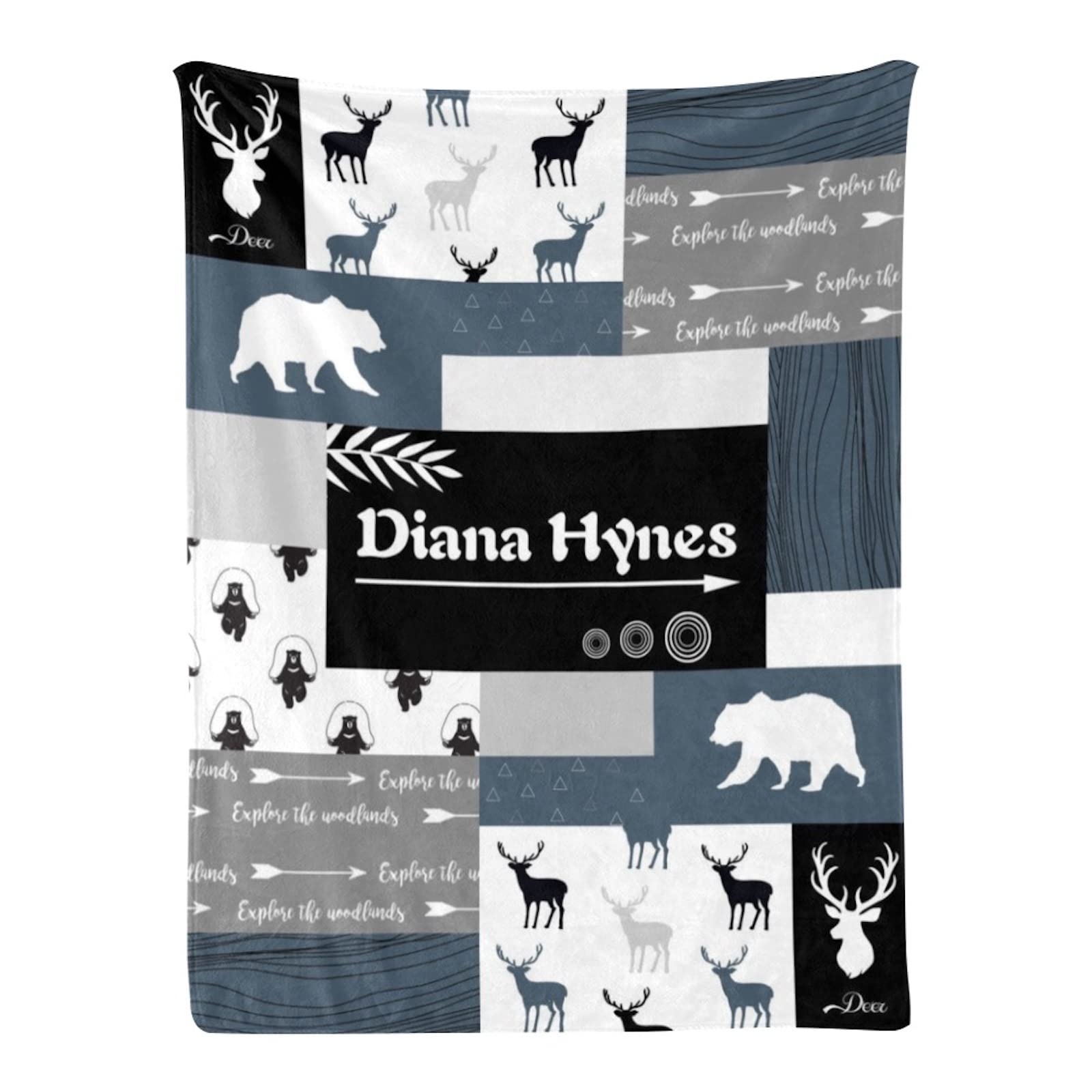 Personalized Woodland Animals Fleece Blanket with Name - Custom Baby Blanket for Boys & Girls, Soft Minky Flannel Blanket - Perfect for Nursery, Baby Shower Gifts & Cozy Bedtime Comfort
