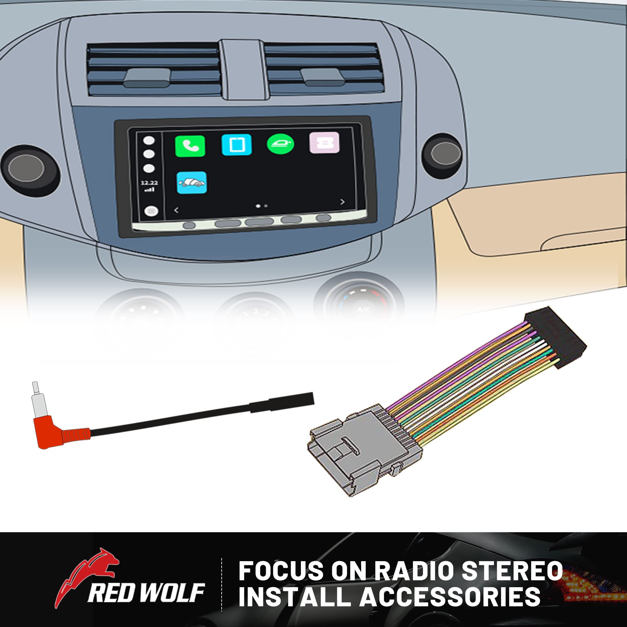 RED WOLF Car Reverse Stereo ISO Wiring Harness with Built-in Resistors - Compatible with VW Volvo Mercedes Benz 1998-2018 Models - Protects Vehicle Battery - Easy Installation for Aftermarket Radios (Pioneer, JVC, Kenwood, Sony) - 16 Pin Plug - Perfect for DIY Car Audio Upgrades & Stereo Replacement