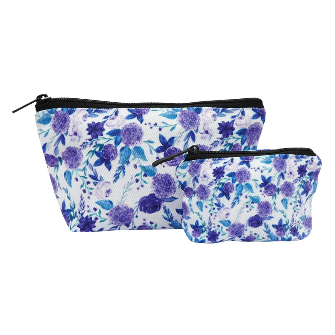 Crazyify Printed Makeup Bag Set of 2 - Waterproof Cosmetic Pouch & Travel Toiletry Organizer for Women | Perfect for Travel, Gym, and Daily Essentials Storage