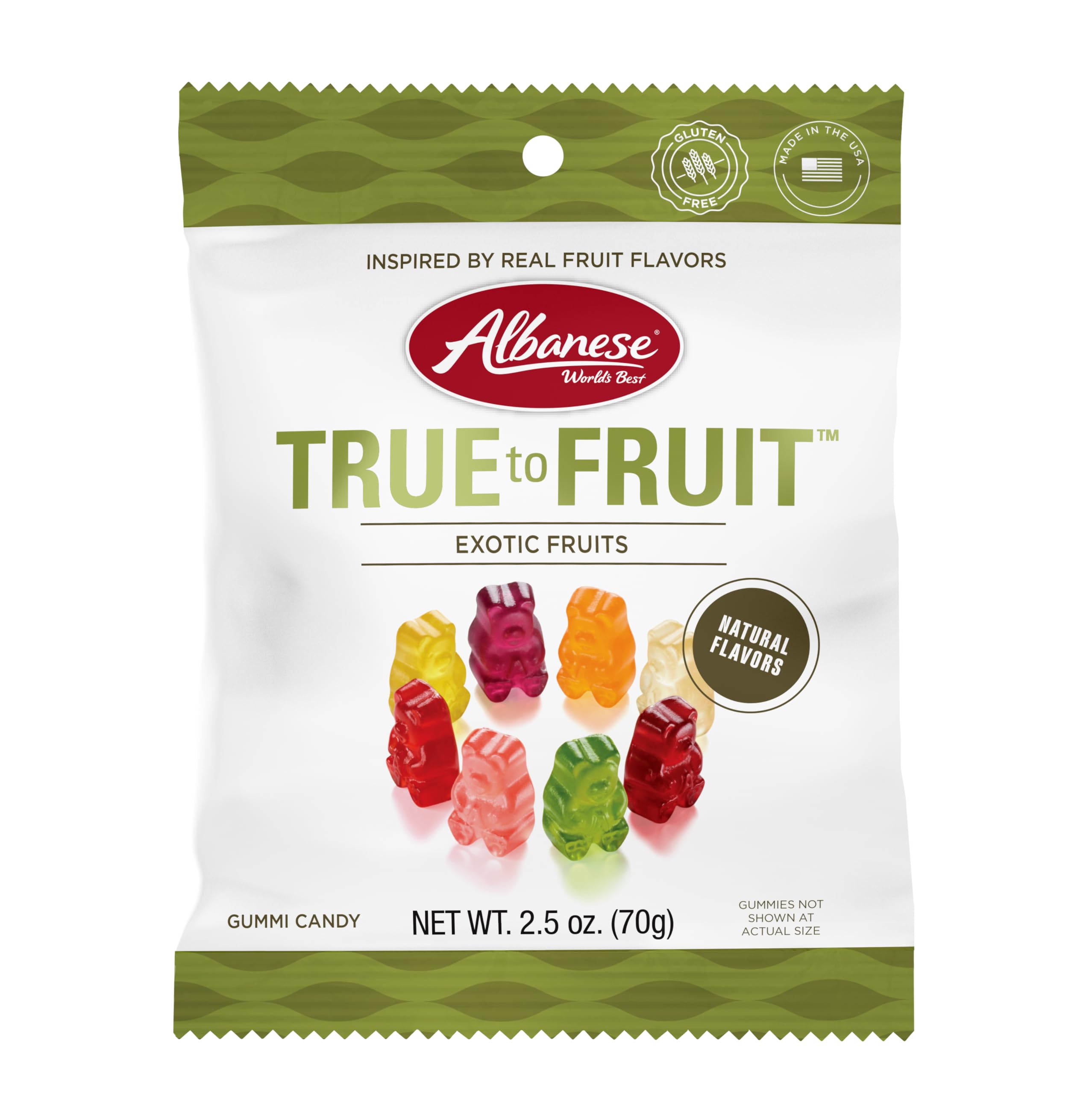Albanese Exotic Fruit Gummies 2.5oz (12 Pack) - Soft Chewy Candy for Snacking