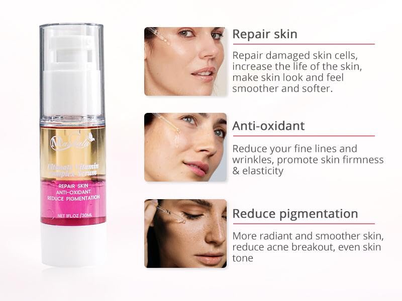 Mashata Ultimate Vitamin C Complex Facial Serum - 1 Fl Oz | Brightening Serum with Vitamin C & Niacinamide for Anti-Aging, Dark Spot Removal & Glowing Skin | Perfect for Daily Skincare Routine & Nighttime Use