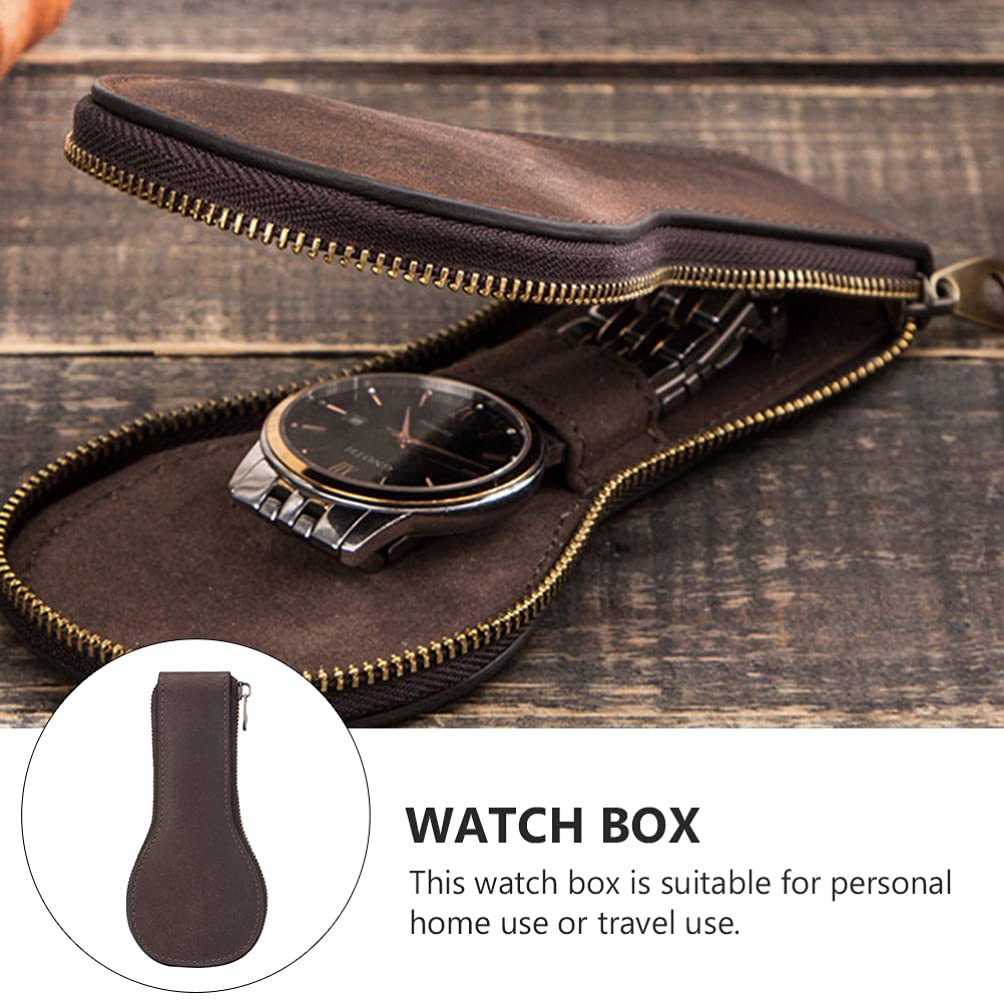Premium Leather Watch Travel Case for Men - Single Watch Pouch & Display Organizer with Bracelet Storage (2-Pack) - Perfect for Business Trips, Travel & Watch Collection Organization