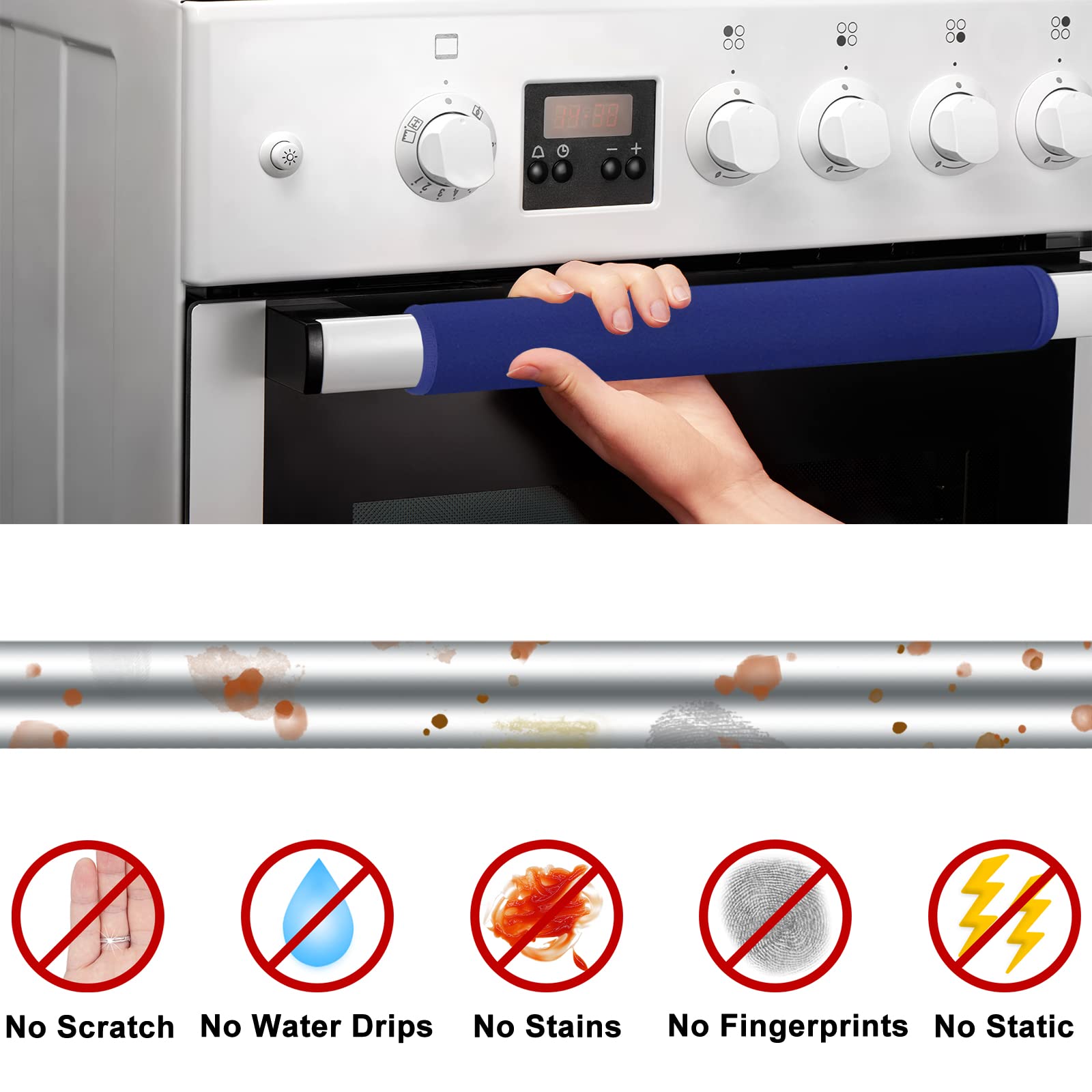 6-Pack Washable Refrigerator Door Handle Covers - Anti-Slip Kitchen Appliance Protectors for Fridge, Oven, Microwave & Dishwasher - Navy Blue - Prevents Fingerprints & Food Stains - Perfect for Home, Office & Restaurant Use