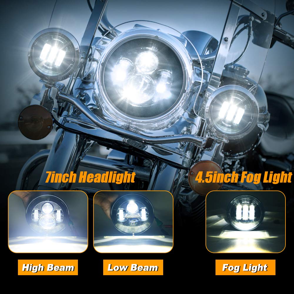 7 Inch LED Motorcycle Headlight Kit with 4.5