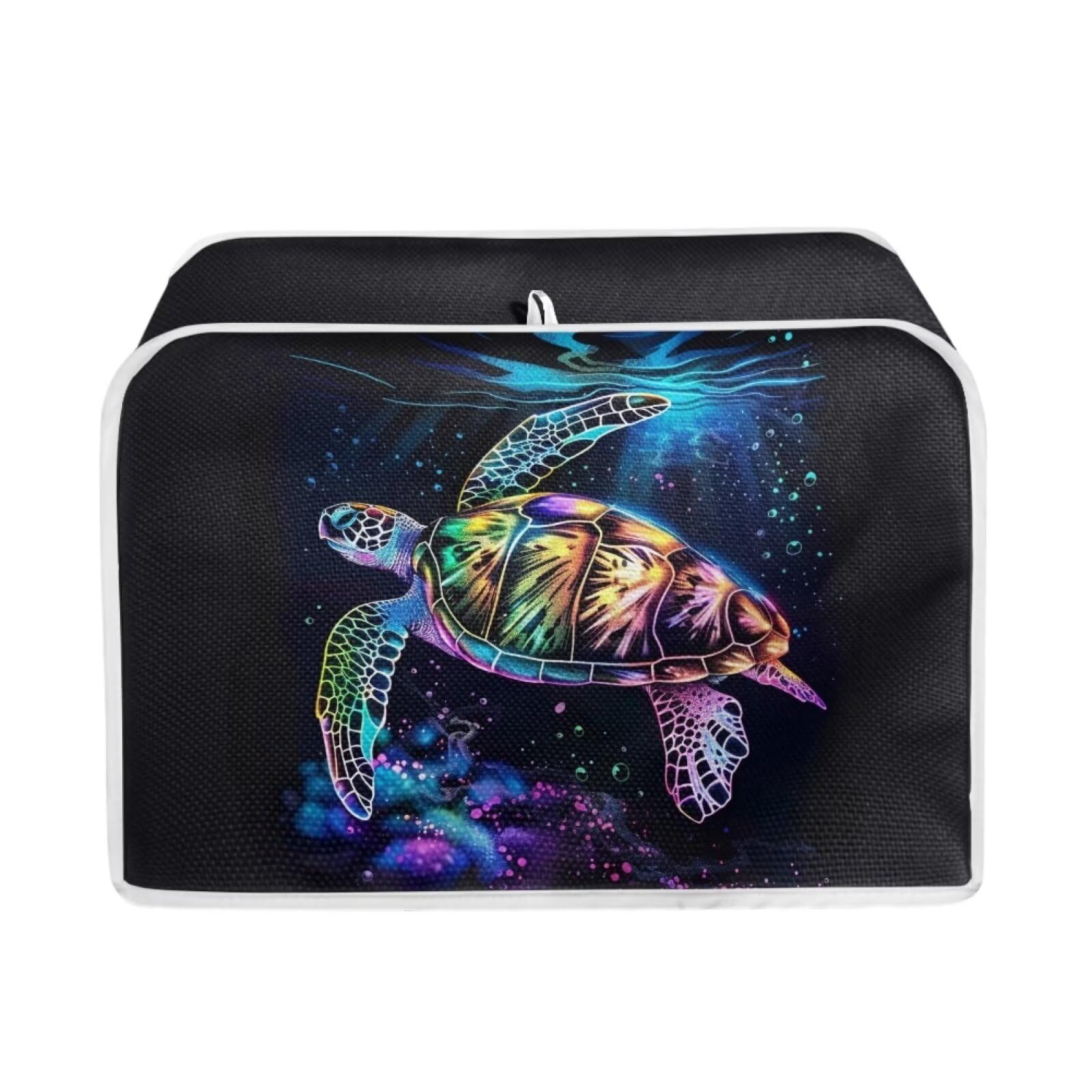 Neon Sea Turtle Toaster Cover - 2 Slice Small Appliance Dust Protector | Machine Washable Kitchen Toaster Cover | Fingerprint Protection | Perfect for Beach House, Coastal Kitchen & Tropical Themed Decor