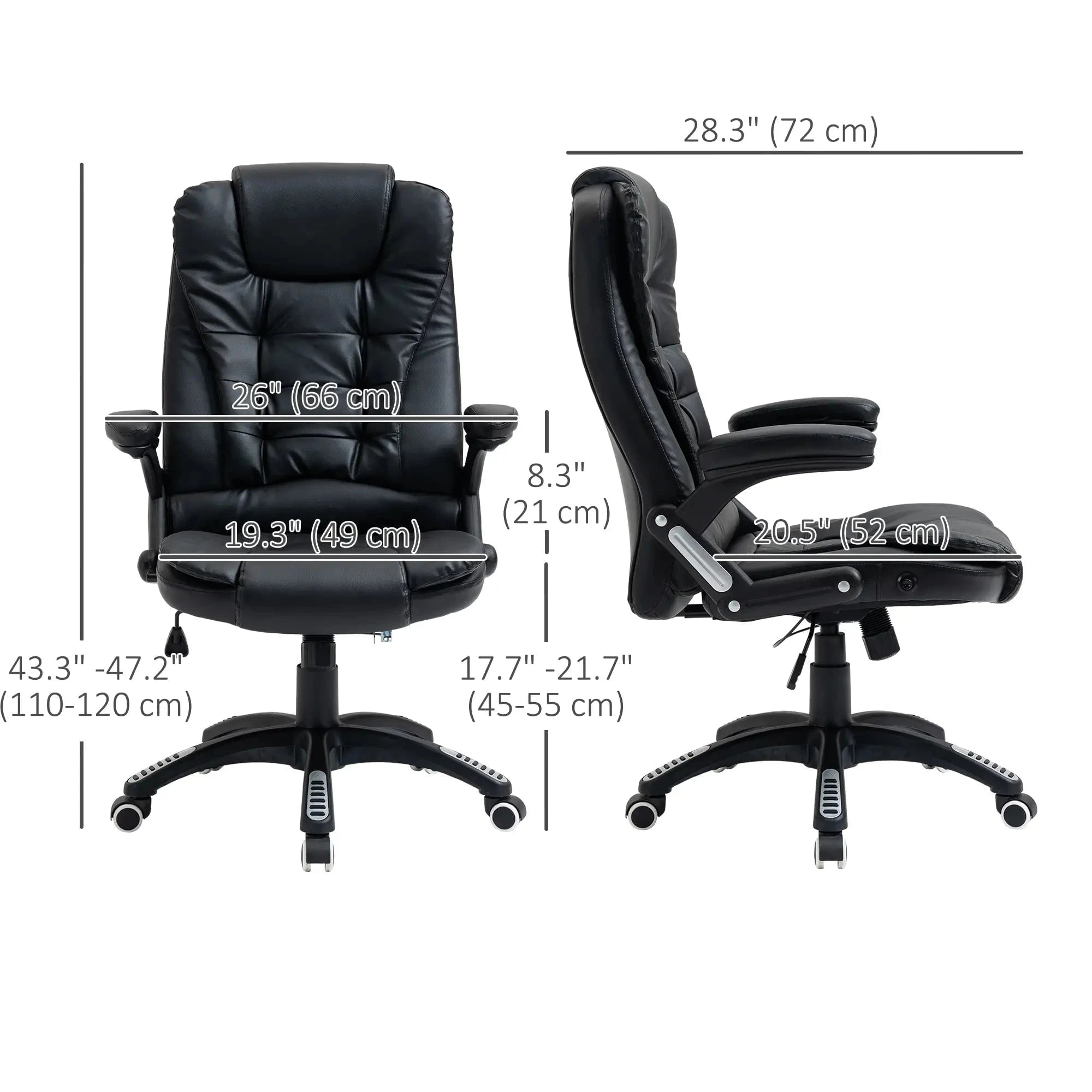 Premium High Back Faux Leather Executive Office Chair - Ergonomic Swivel Seat with Adjustable Height (Black/Gray) - Perfect for Home Office, Conference Rooms & Corporate Workspaces