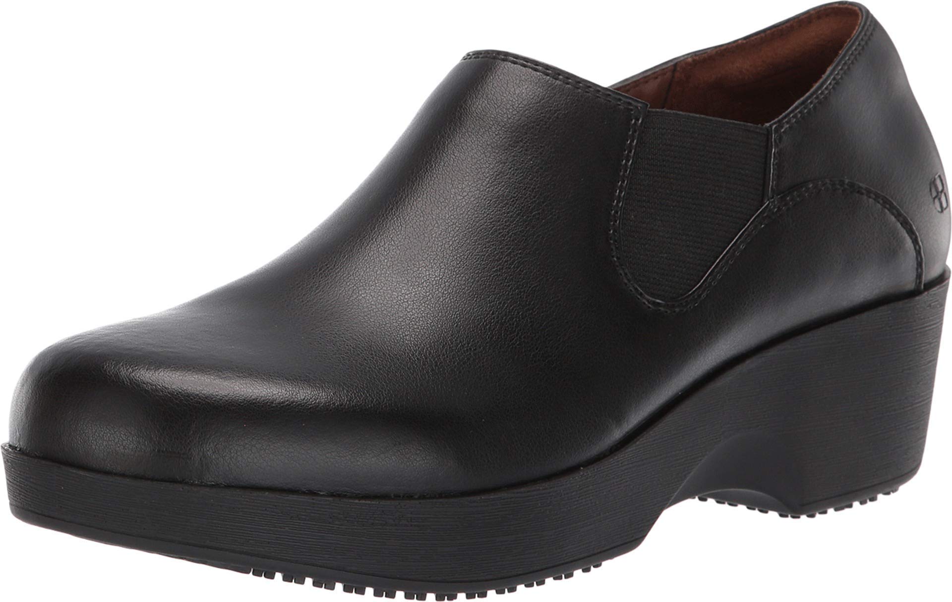 Slip Resistant Waterproof Leather Clogs for Women - Non-Slip Work Shoes for Chefs, Nurses, Kitchen & Garden - Black Slip-On Clogs for Food Service & Healthcare Professionals | Perfect for Restaurants, Hospitals & Outdoor Work
