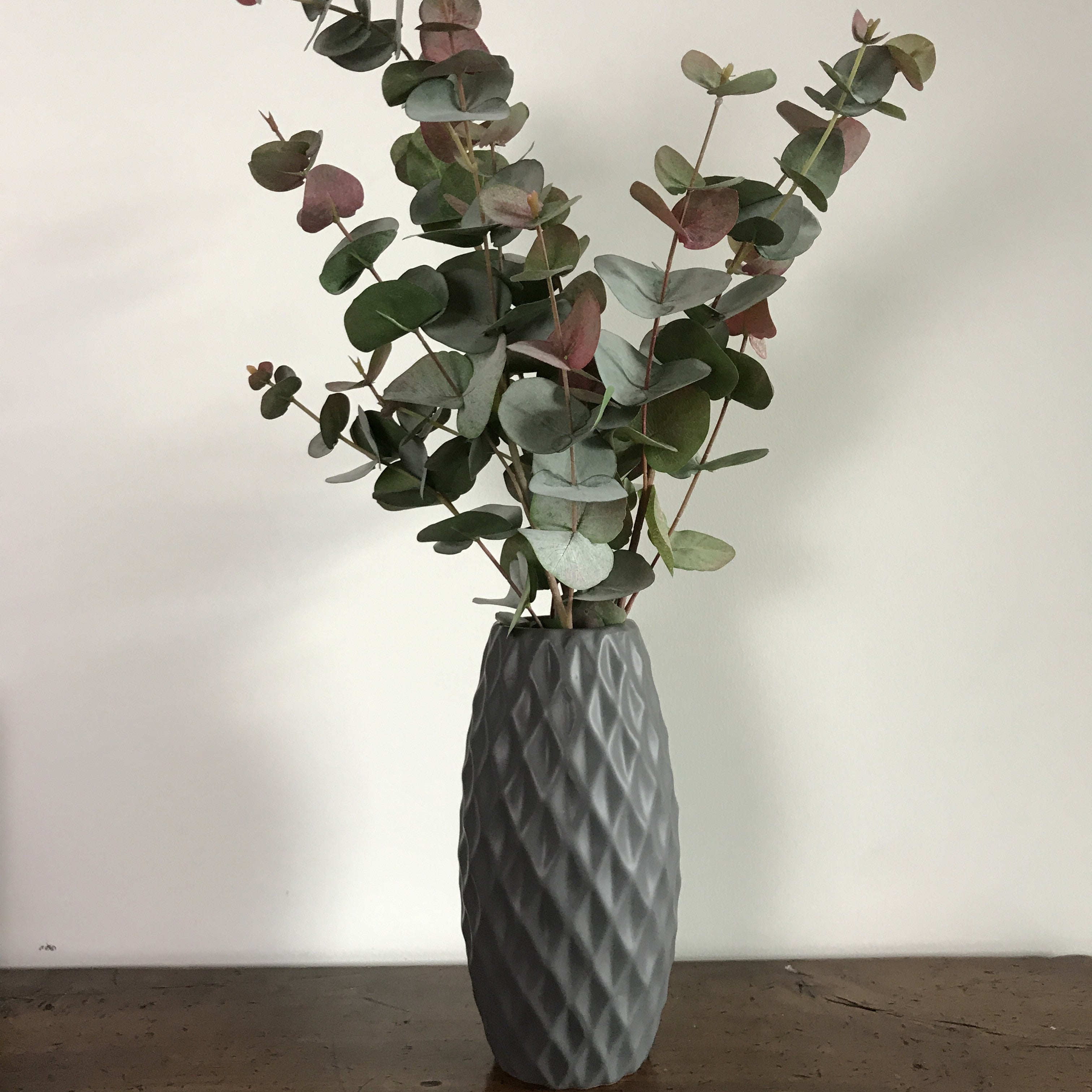Artificial Red Gum Leaves - 2 Stems for Floral Arrangements, Wedding Decor, and Home Centerpieces | Faux Eucalyptus Branches for DIY Crafts and Seasonal Displays