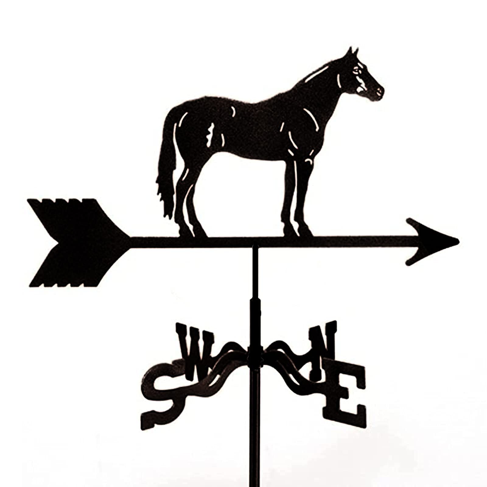 Cast Iron Horse Weathervane with Roof Mount - Vintage Wind Direction Indicator for Outdoor Garden, Farm, Yard Decor | Perfect for Rustic Home, Barn & Countryside Style