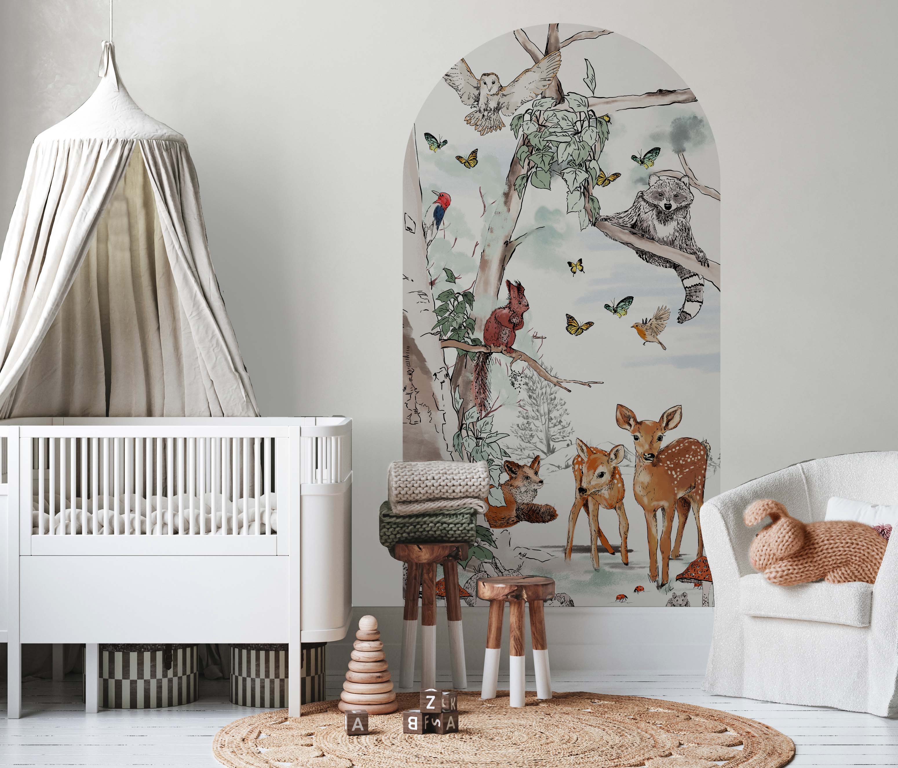 Self-Adhesive Arch Wallpaper Decal - Magical Forest Design for Nursery, Kids Room & Home Decor - Easy Peel & Stick Wall Mural for Bedroom, Playroom & Living Space