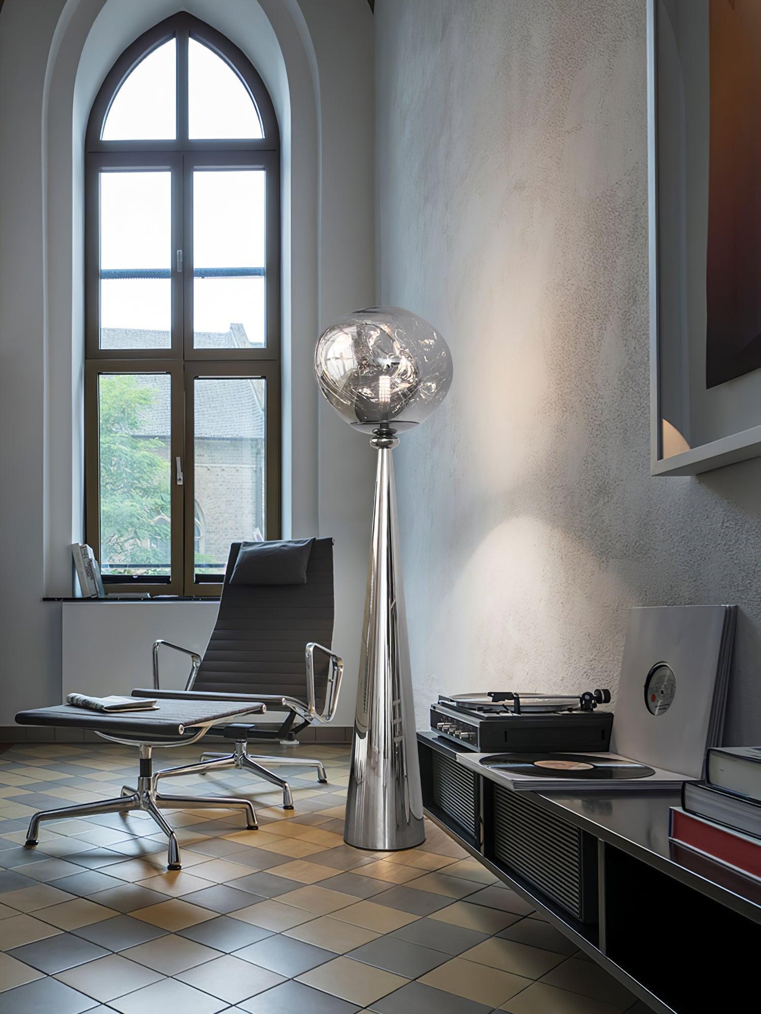 Modern Cone Lava Floor Lamp - 3D Printed Volcanic Rock Design LED Light for Living Room, Bedroom & Office Decor - Perfect for Creating Ambient Lighting in Home or Workspace