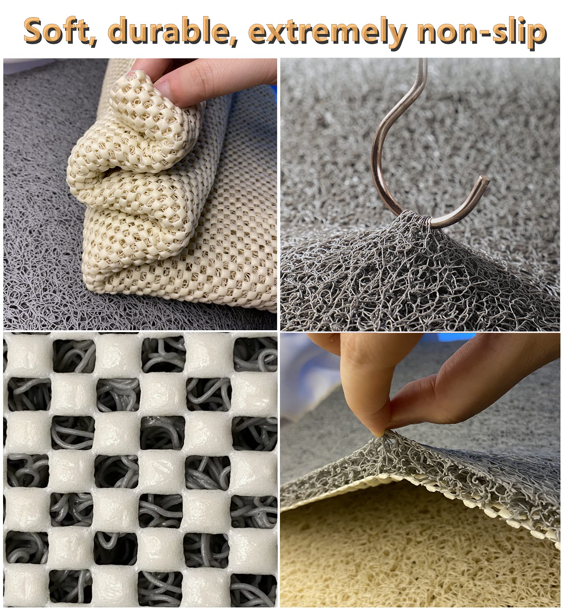 Non-Slip Shower Mat - Soft Textured Bath Mat with Quick Drain & Fast Drying | Phthalate-Free PVC Loofah Bathroom Rug (15.5