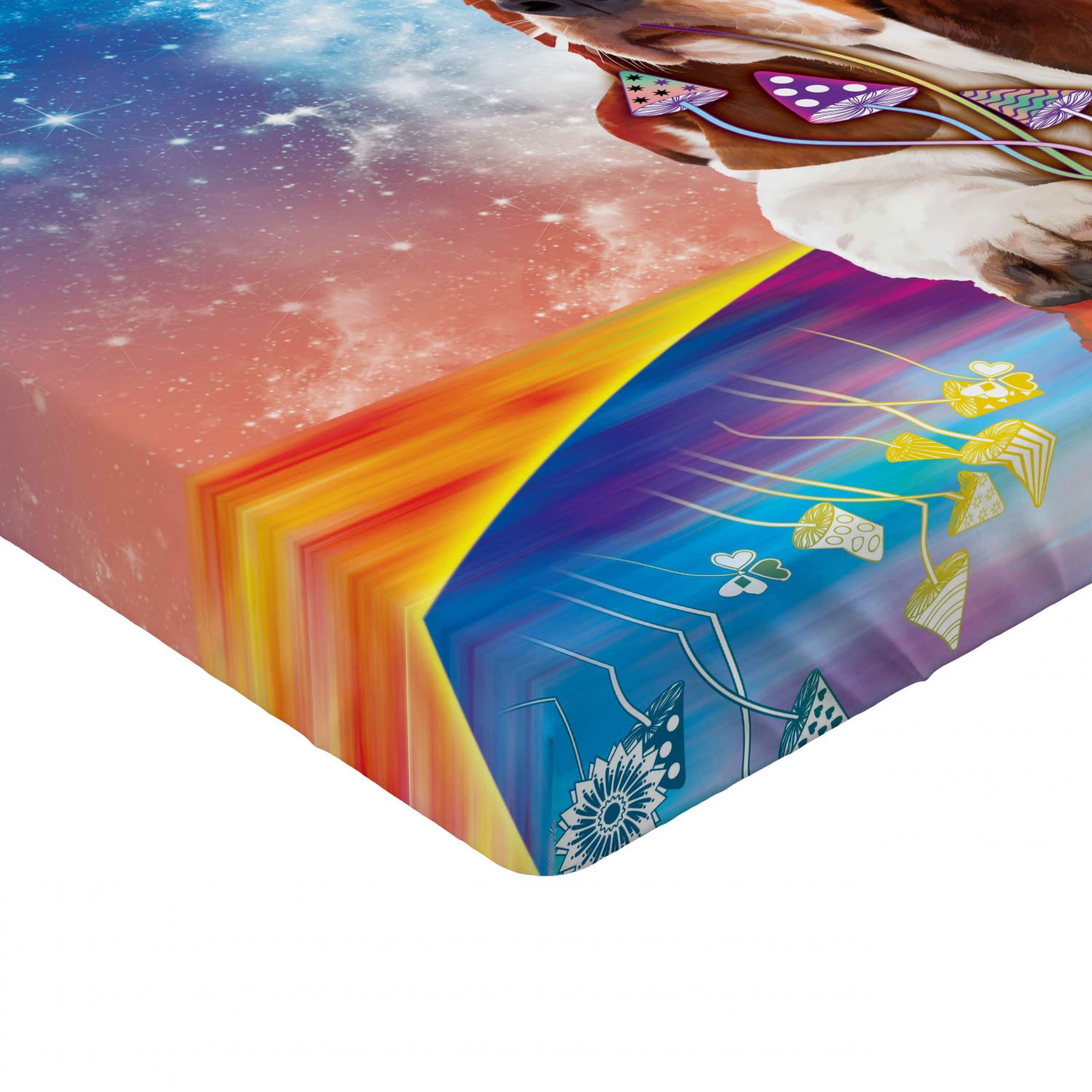Ambesonne Space Cat Fitted Sheet, Twin XL, Vibrant Cosmic Print - for Kids' Bedrooms & Dorm Decor