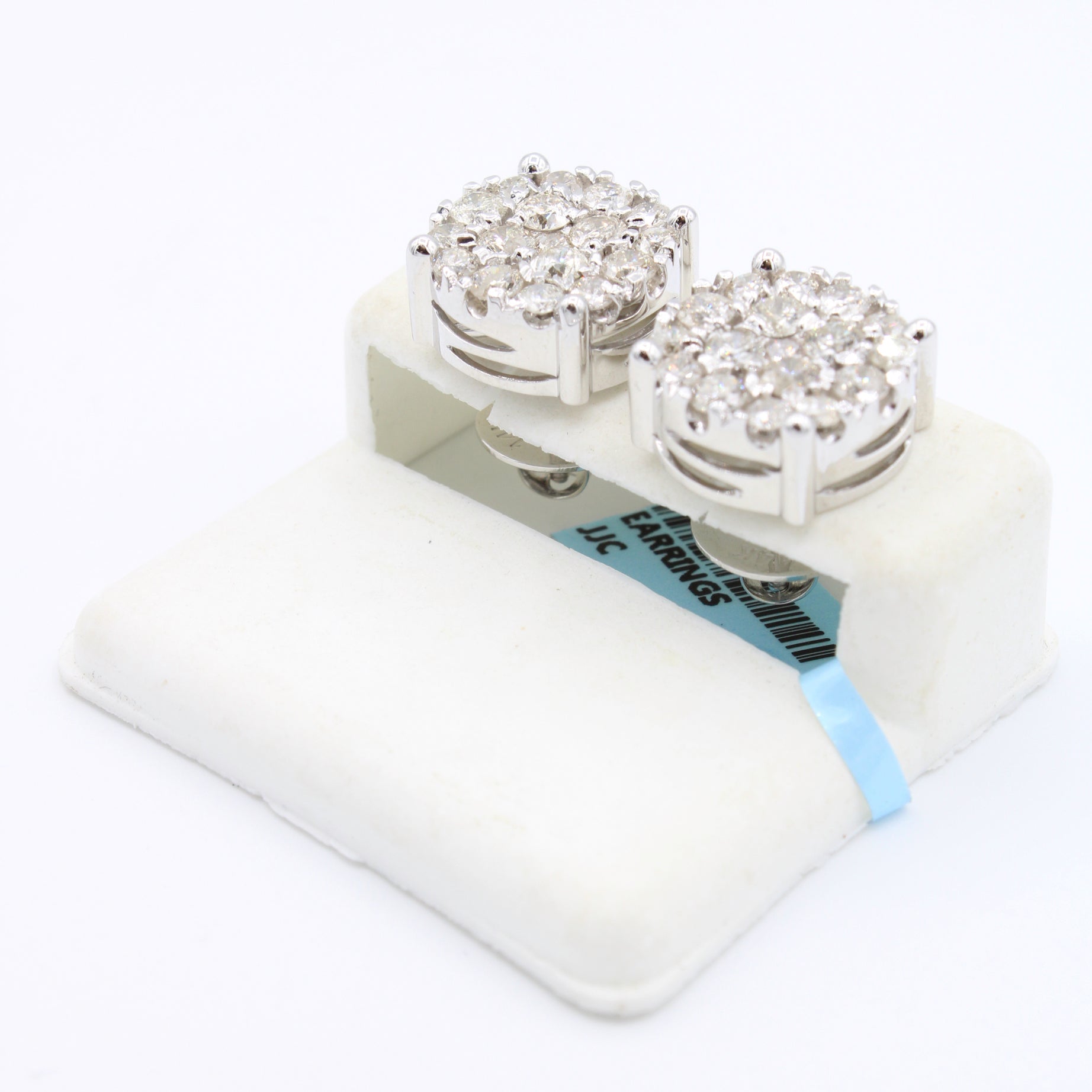 14K Gold (13MM) White Round Diamond Stud Earrings by JTJ™ - Perfect for Weddings, Parties & Everyday Elegance