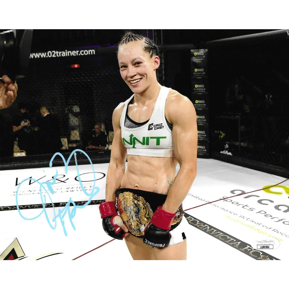 Jinh Yu Frey Autographed 8x10 Photo with JSA COA - UFC MMA Signed Championship Memorabilia - Perfect for Collectors, Sports Fans, and Home/Office Decor