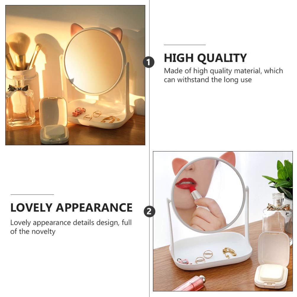 Cabilock Adjustable Folding Vanity Mirror with Storage Tray - White Wooden Desktop Organizer for Dresser, Desk & Travel | Perfect for Makeup, Jewelry Storage & Home Decor