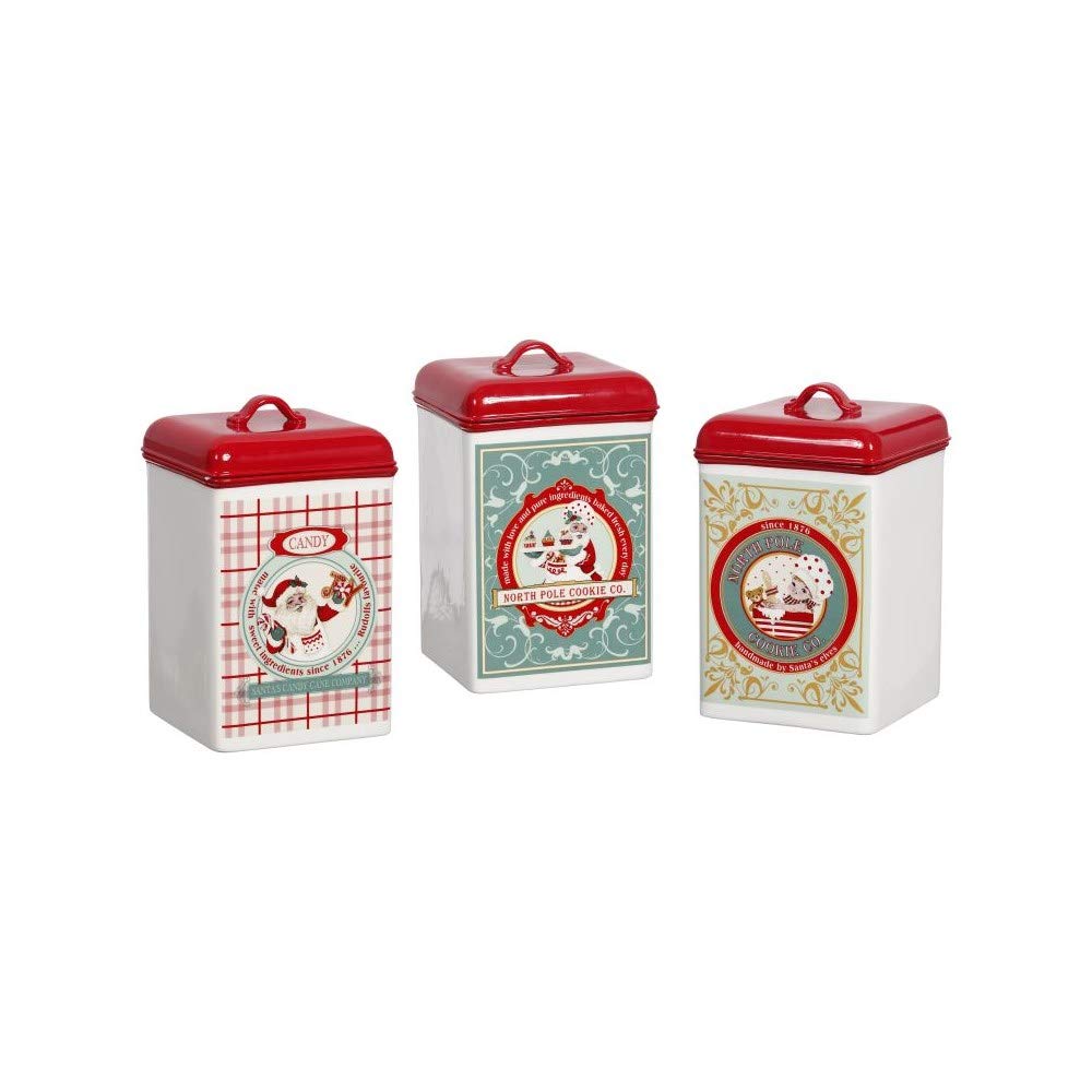 Mark Roberts 2021 Santa's Storage Jar Set of 3 - 9 Inch Christmas Cookie Jars for Kitchen Storage & Holiday Decor - Perfect for Cookies, Candy, Festive Home Decor