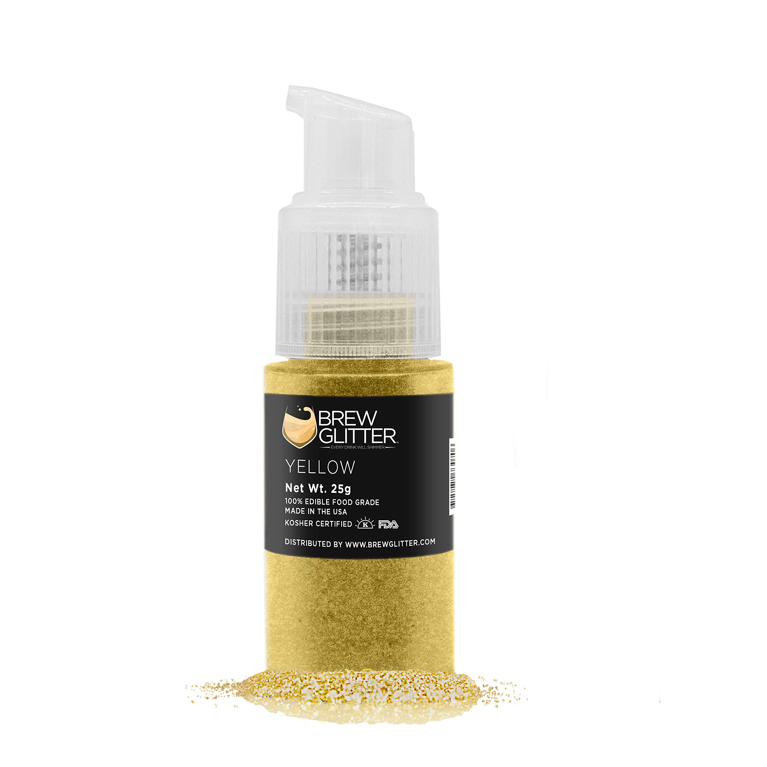Yellow Edible Glitter for Drinks - KOSHER & HALAL Certified 100% Food Grade | Vegan, Gluten & Nut Free | Perfect for Cocktails, Beer Garnish & Beverage Decoration (25g Spray Pump)