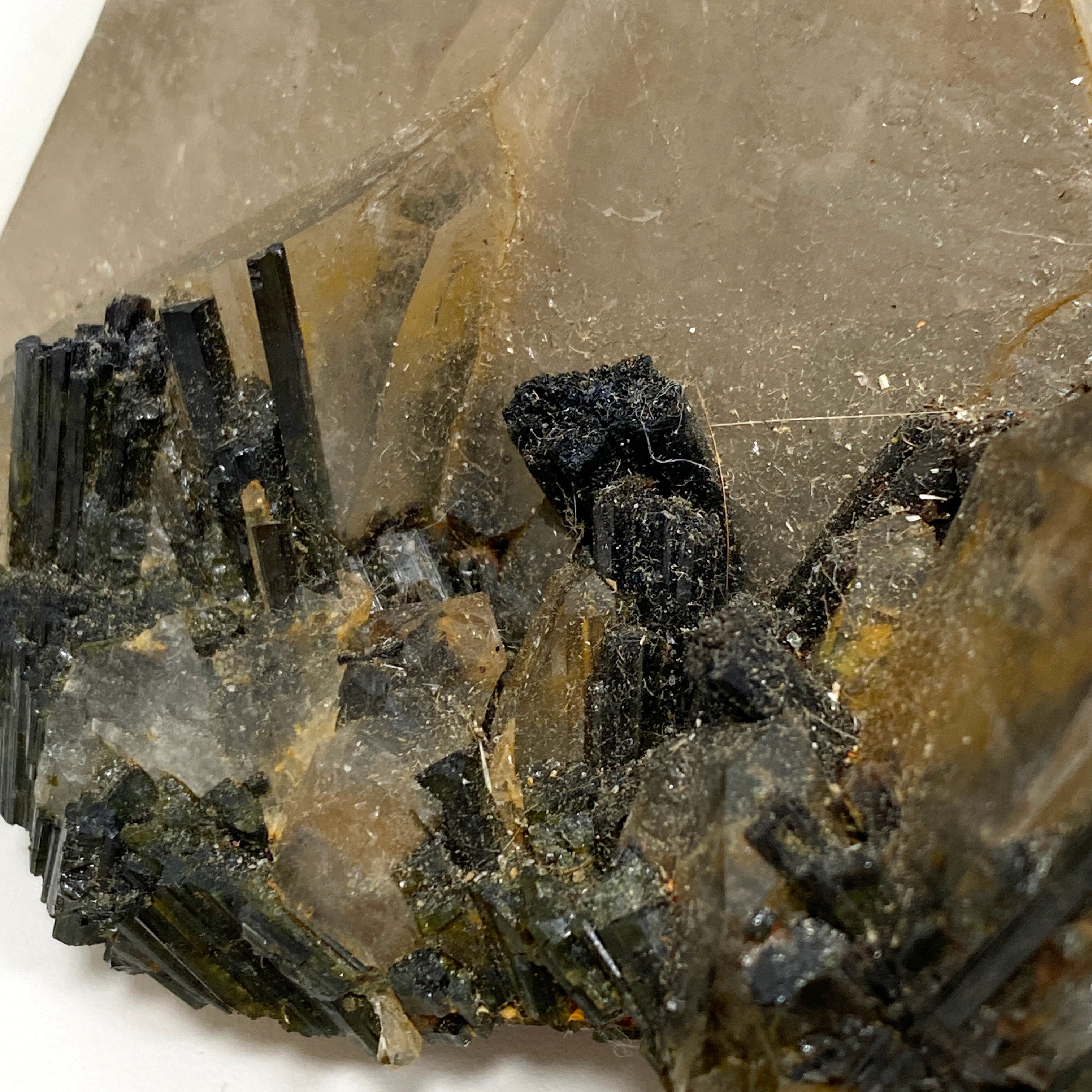 Natural Green Tourmaline in Smokey Quartz Large Healing Crystal - SQGT 01 for Meditation, Energy Work & Home Decor