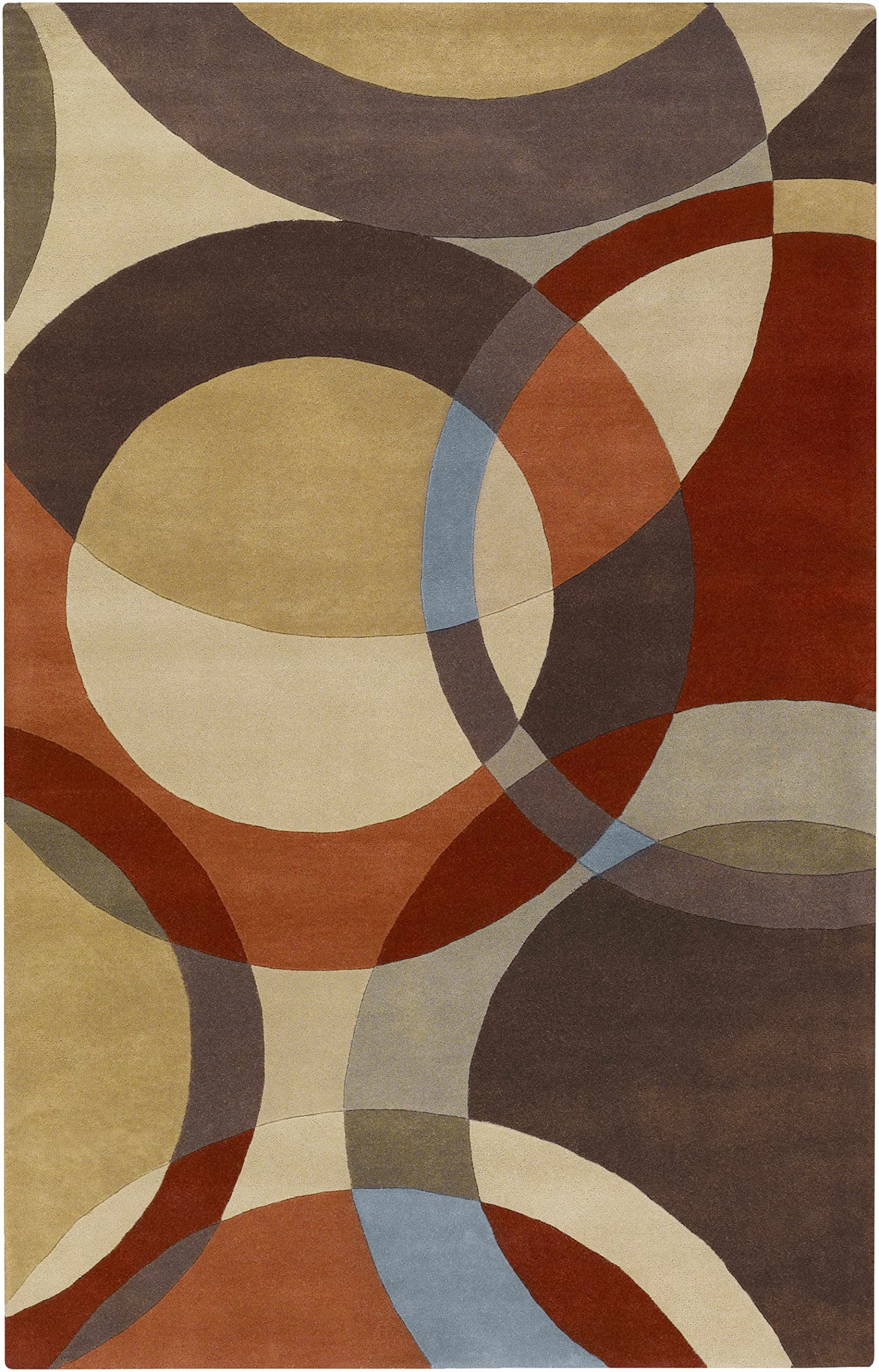 Hauteloom Tilbury Wool Area Rug for Living Room & Bedroom - Modern Round 8' Rug in Brown, Purple, Red - Soft & Durable Handmade Wool Carpet - Perfect for Home Decor, Cozy Spaces & High Traffic Areas