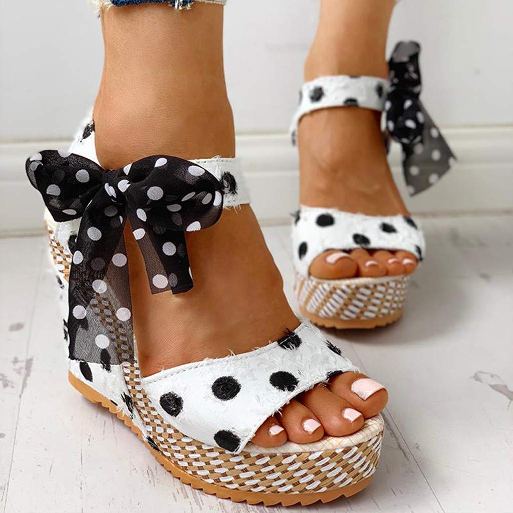 Women's Wide Width Wedge Sandals with Ankle Buckle - 2020 Fashion Summer Beach Sandals, Open Toe Espadrille Platform Shoes for Walking, Vacation & Outdoor Activities