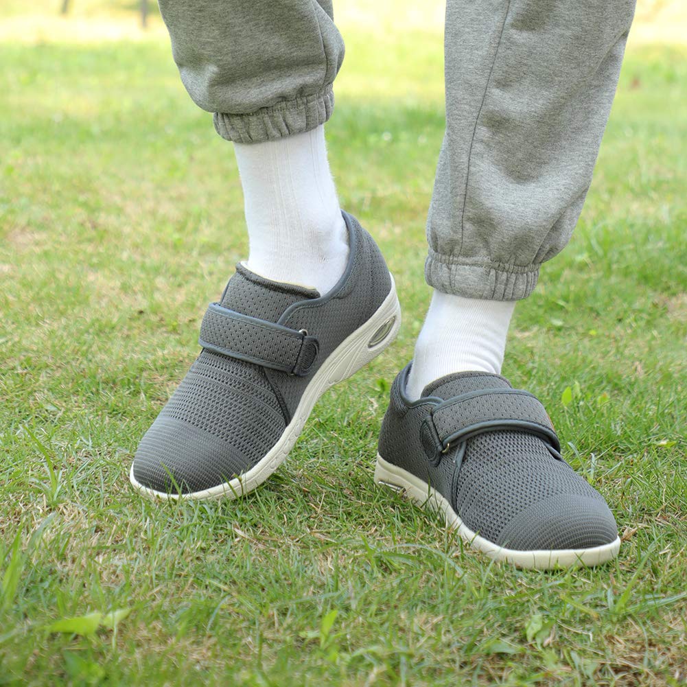 W&LESVAGO Men's Diabetic Shoes with Adjustable Closures - Lightweight Non-Slip Wide Width Walking Shoes for Elderly, Edema, Plantar Fasciitis & Arthritis - Comfortable Footwear for Swollen Feet - Ideal for Daily Walking, Nursing & Pain Relief